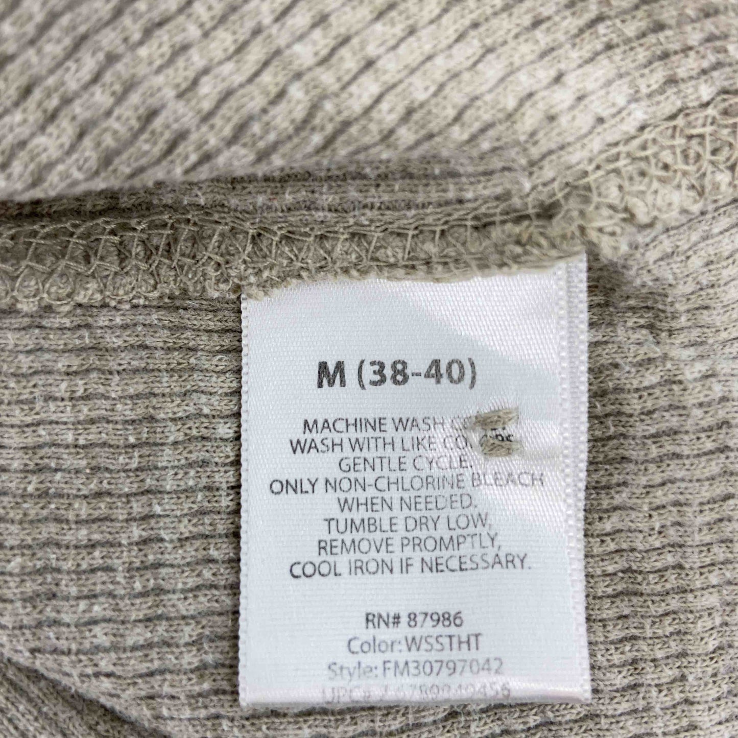 FADED GLORY メンズ Tシャツ 長袖 ロンT ヘンリーネック ワッフル地 べージュ