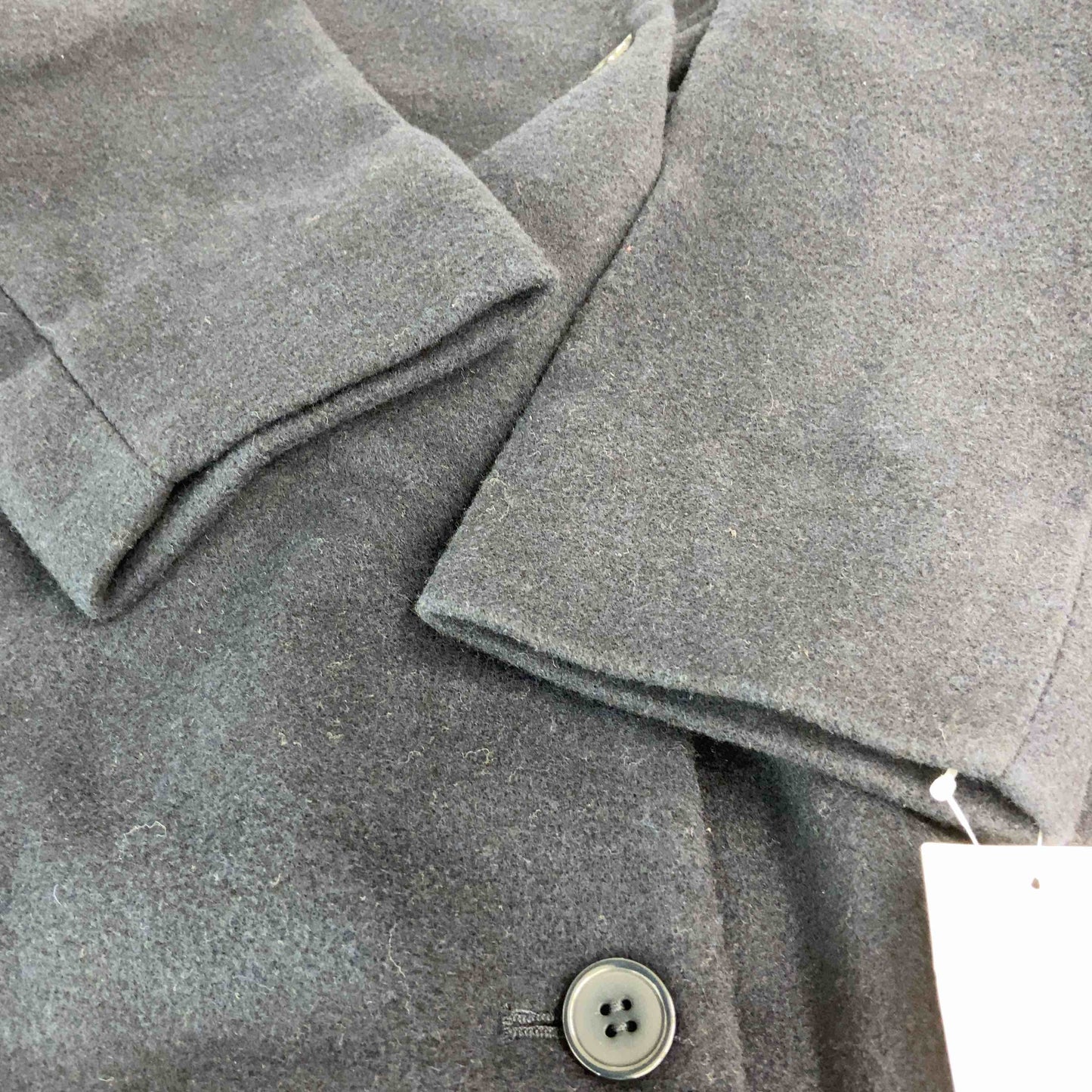 レディース ノーカラージャケット ロングコート ネイビー