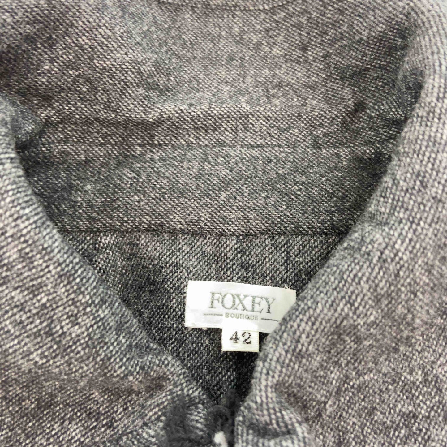 FOXEY (NEWYORK) フォクシーニューヨーク レディース ステンカラージャケット ウール混 チャコールグレー フリンジ フルジップ