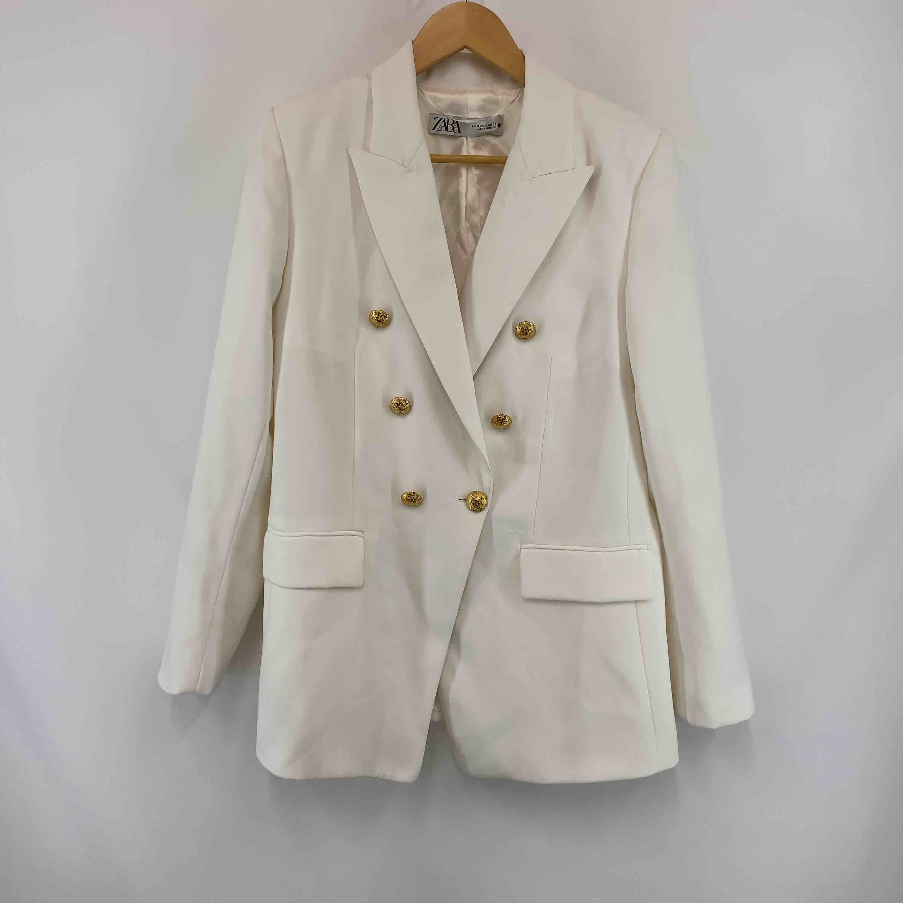 ZARA ザラ 白 ホワイト 裏地付き ダブル レディース テーラード