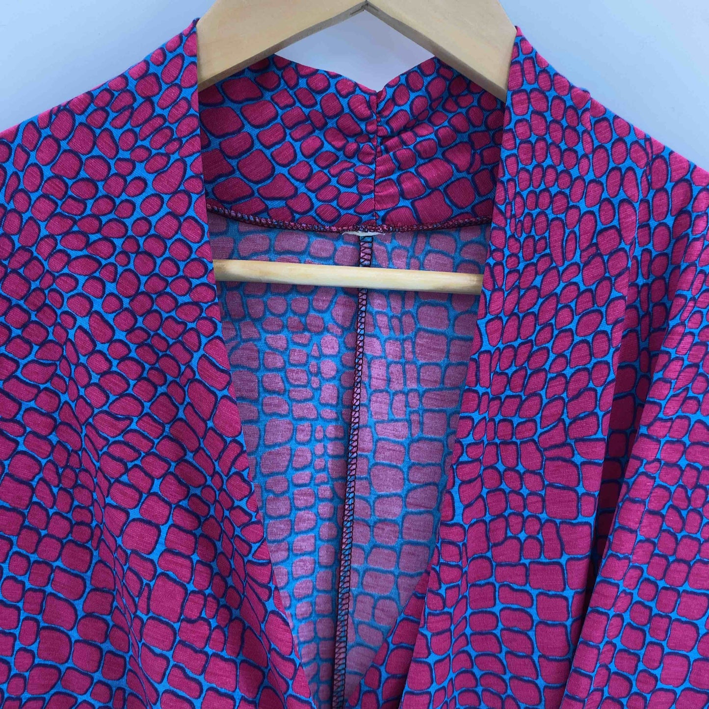 レディース 長袖ワンピース カシュクール ひざ丈 ピンク/ブルー