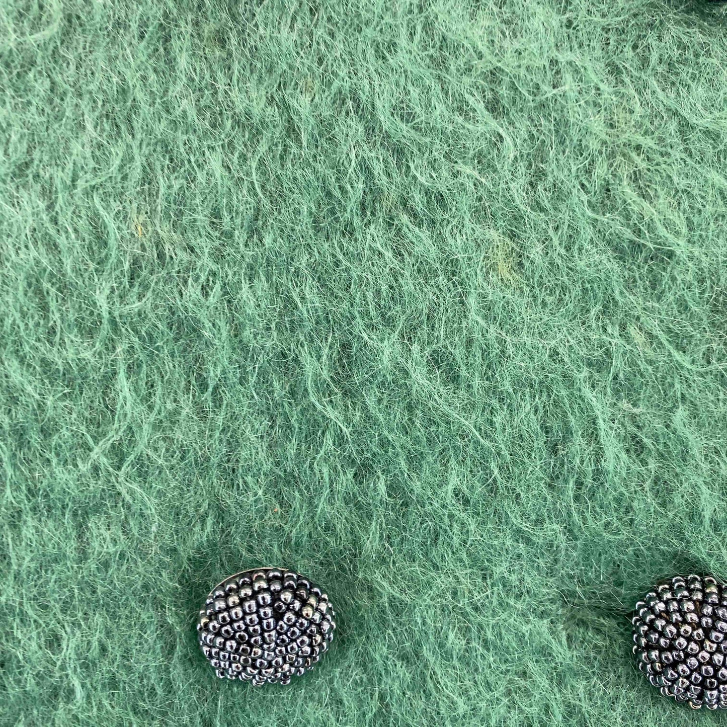 レディース ノーカラージャケット グリーン シャギー