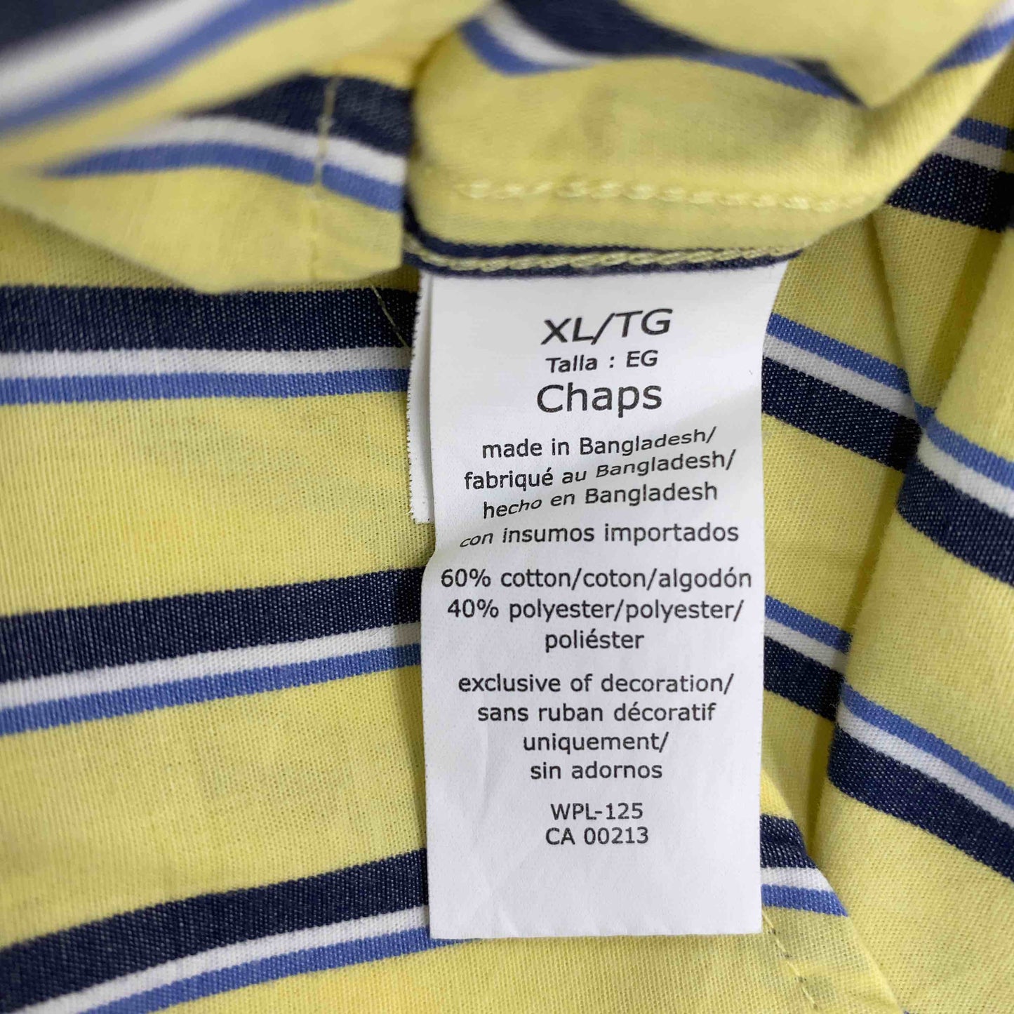 CHAPS RALPH LAUREN チャップスラルフローレン メンズ 長袖シャツ ボタンダウン ストライプ ロゴ刺繍 イエロー