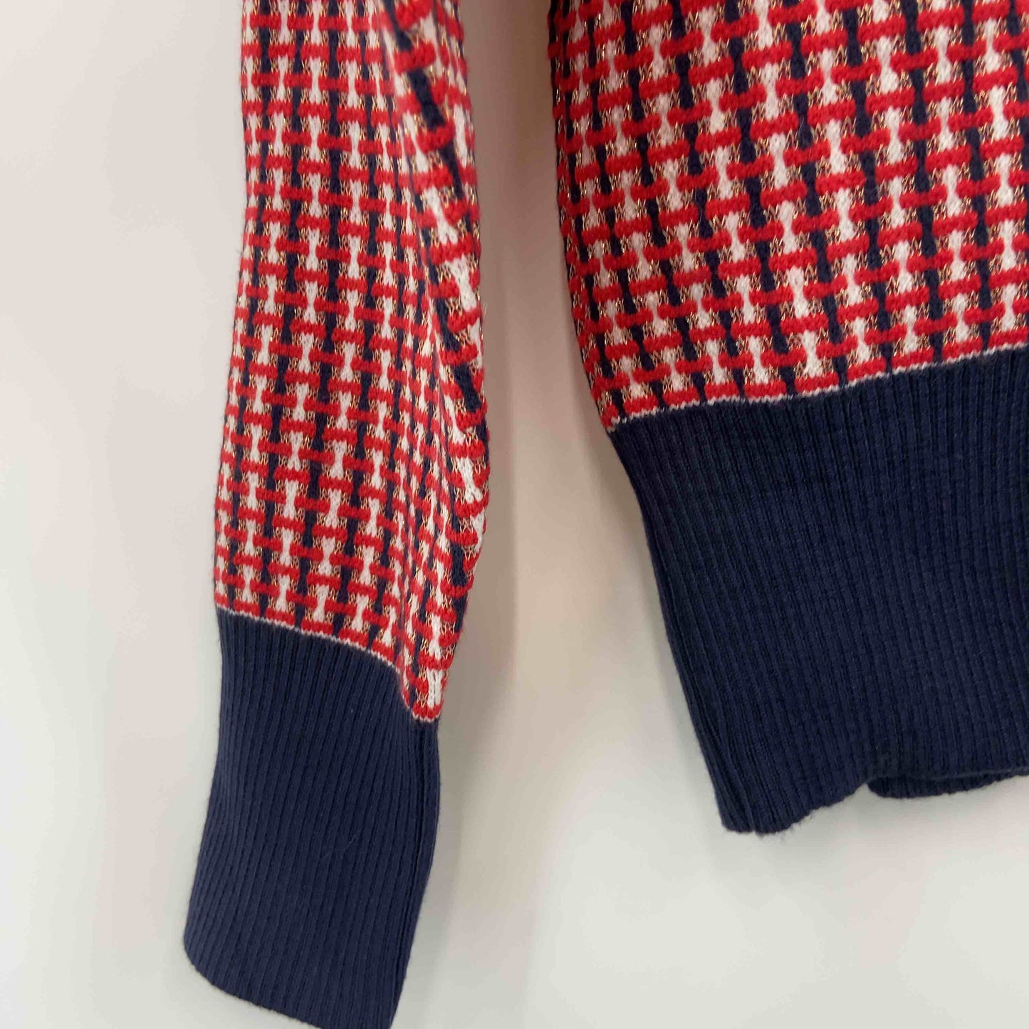 レディース ニット カーディガン 装飾 赤 S