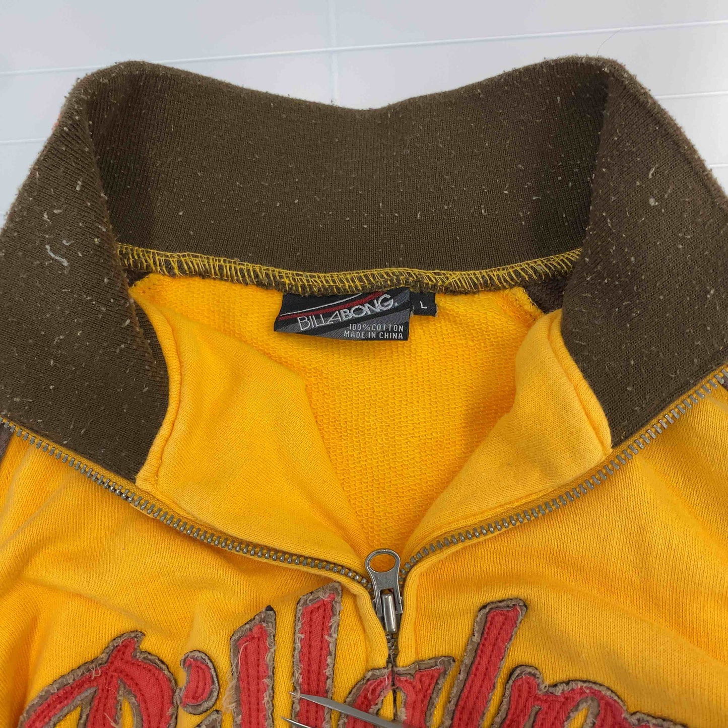 Billabong ビラボン メンズ スウェットハイネック フルジッパ バイカラー イエローオレンジ×ブラウン