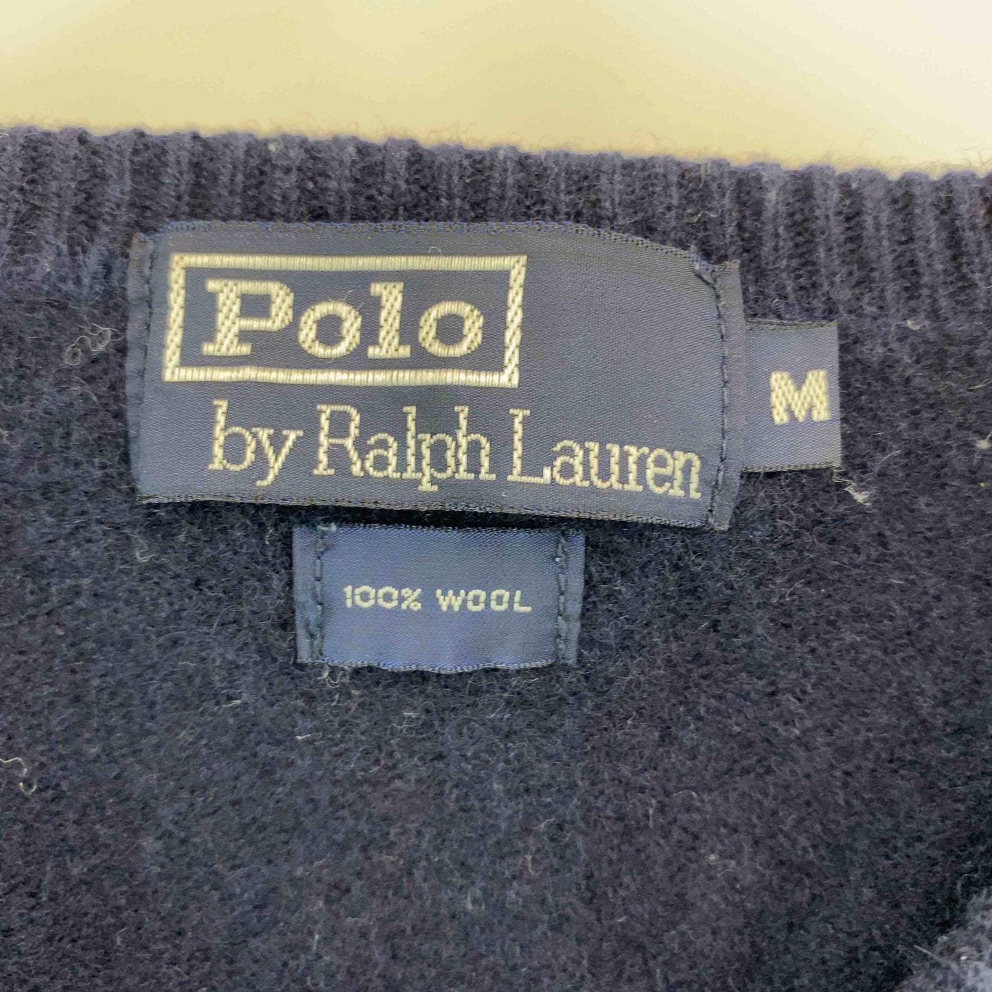 POLO RALPH LAUREN ポロラルフローレン メンズ ニット セーター Vネック ネイビー ウール100% ロゴ刺繍