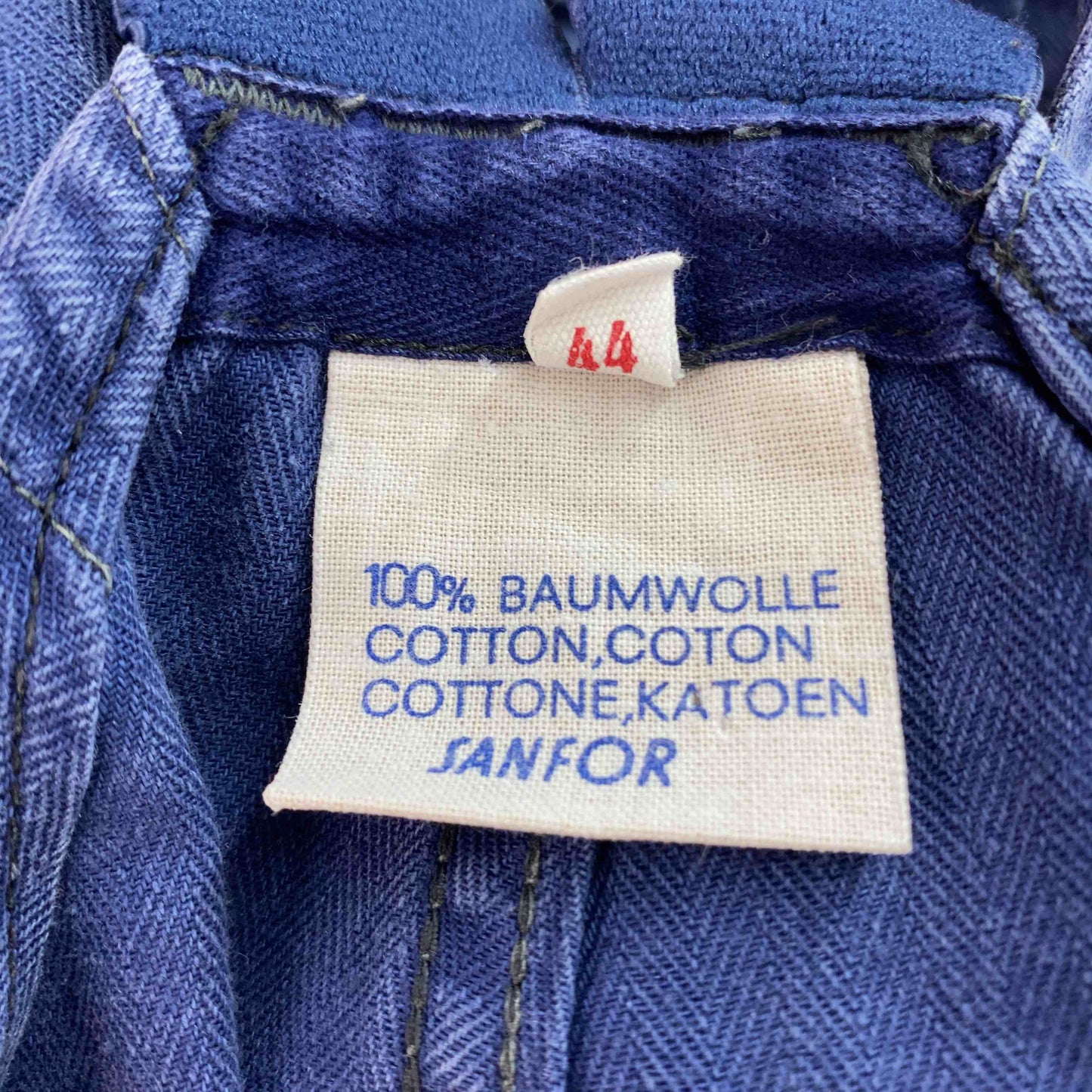 SANFOR レディース サロペット オーバーオール デニム ワッペン 青