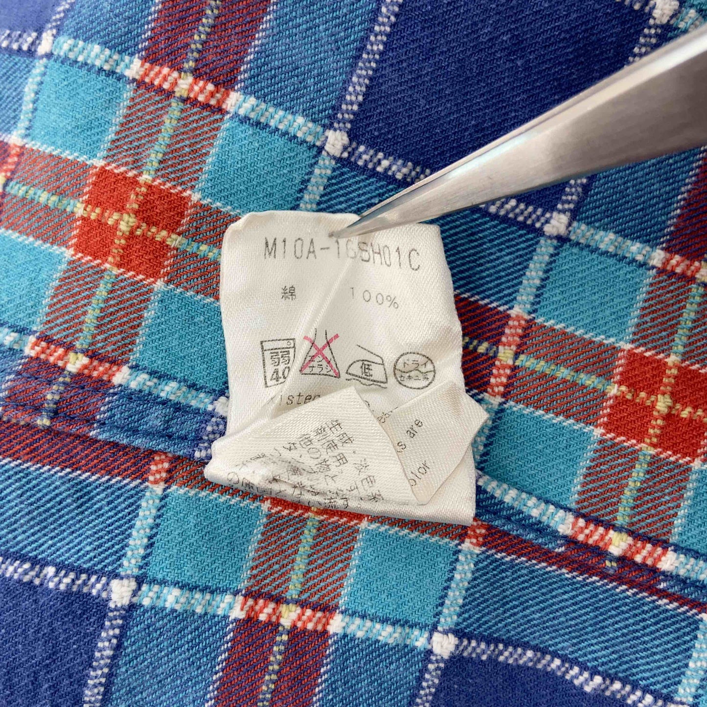 markaマーカ メンズ シャツ ブルー チェック柄