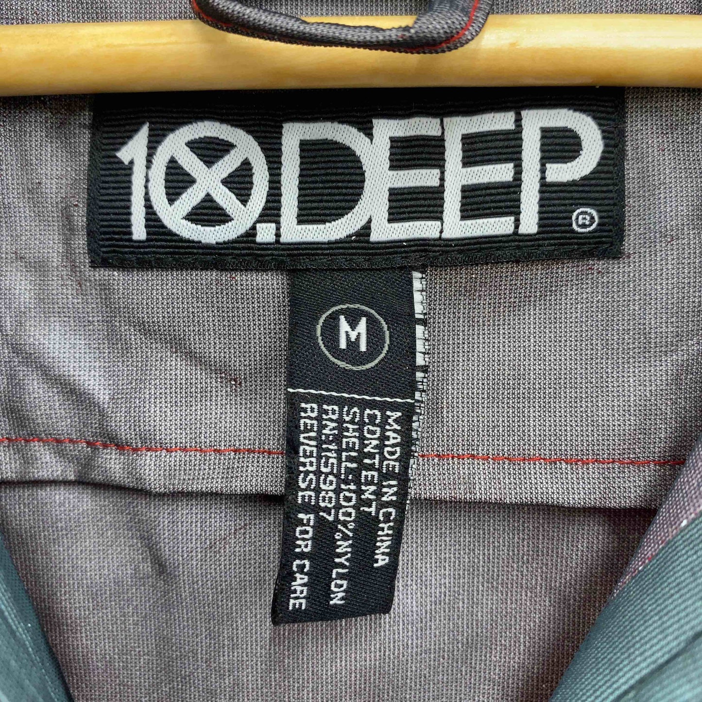 10 DEEPテンディープ メンズ ナイロンパーカー ウインドパーカー レッド フードフルジップ ドローストリング