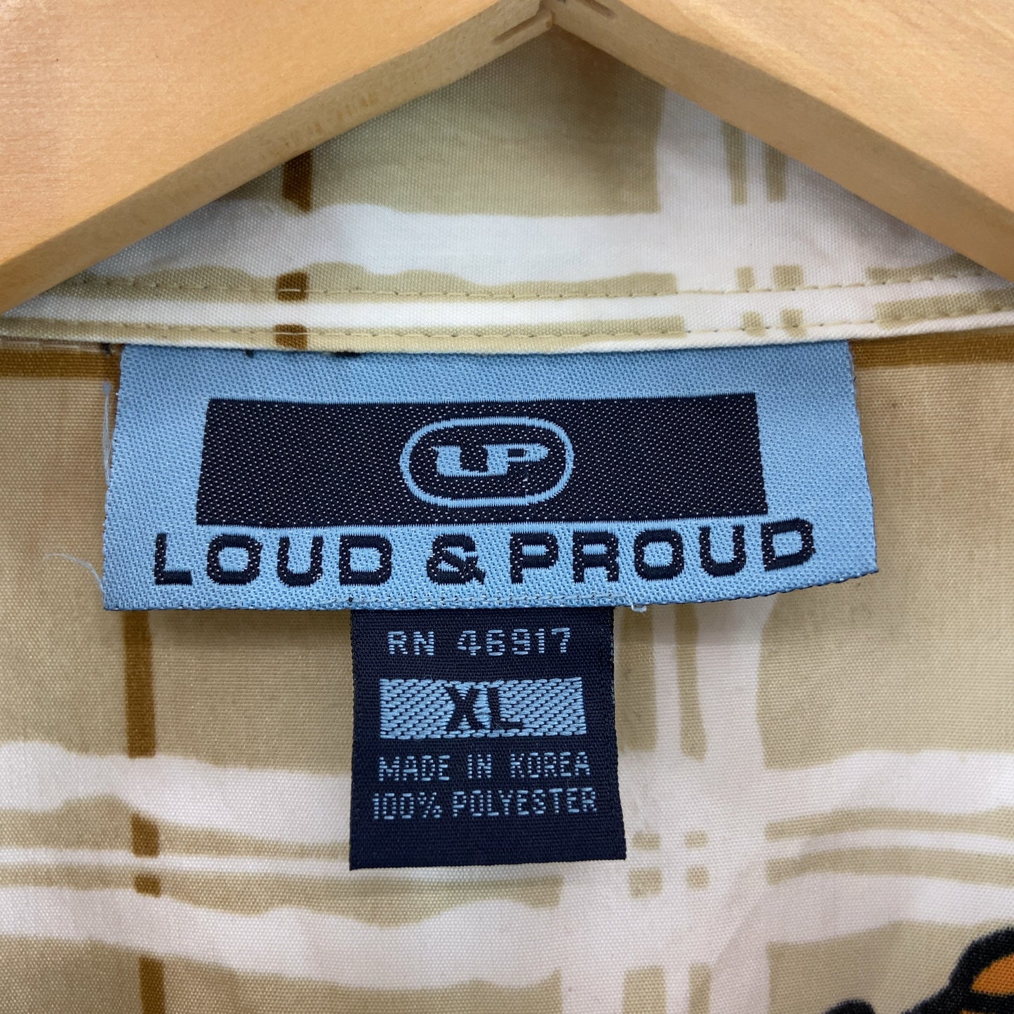 LOUD & PROUD メンズ シャツ 半袖 プリント柄 ベージュ系 オーバーサイズ オープンカラー