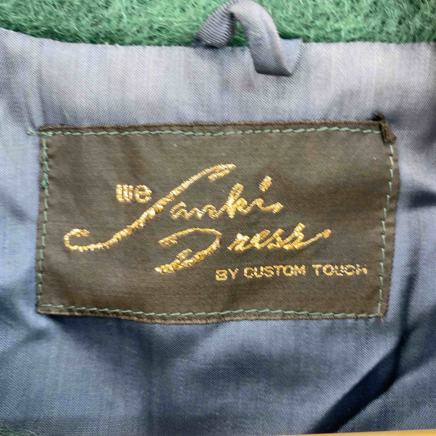 レディース ノーカラージャケット グリーン　シャギー