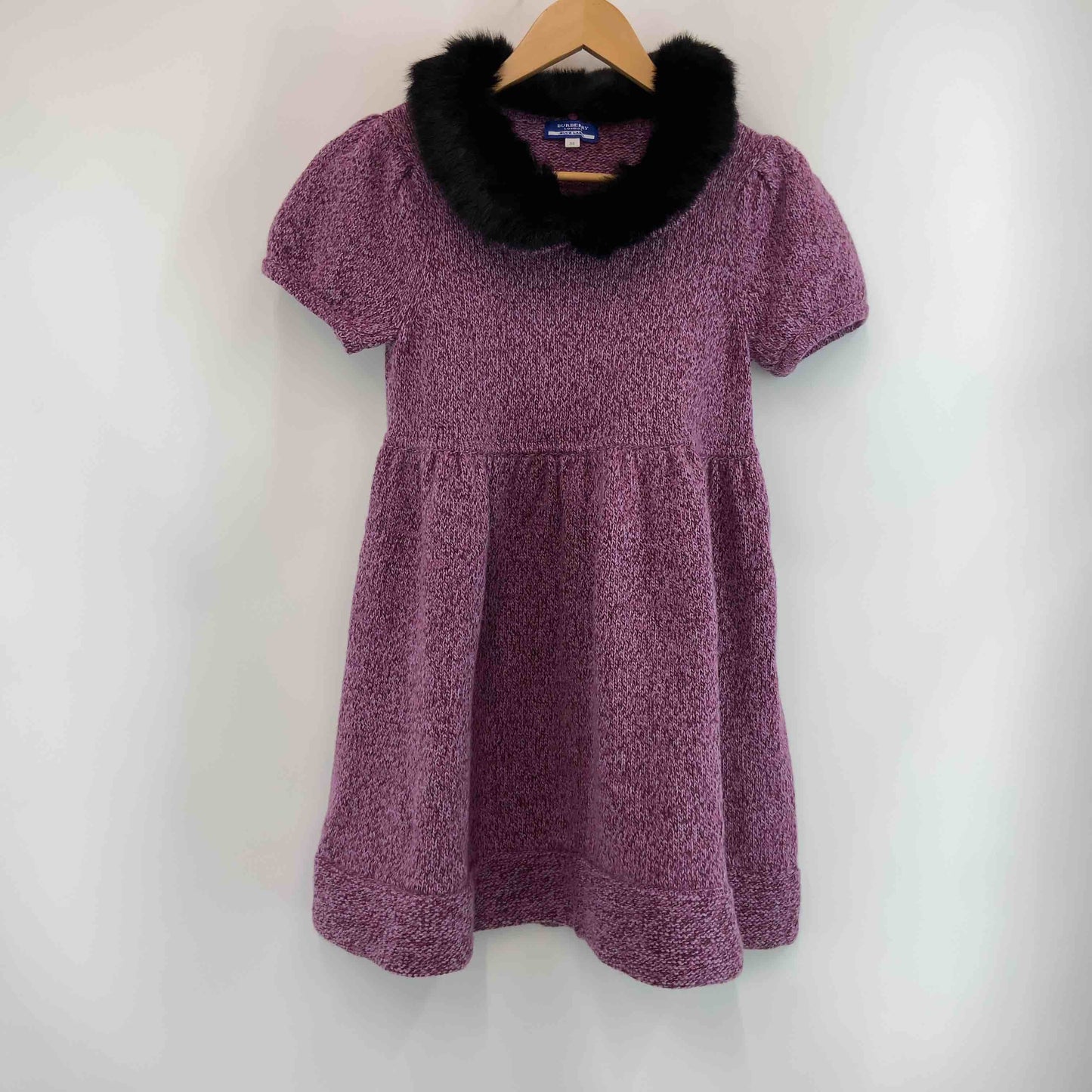 Burberrys Blue label バーバリーズブルーレーベル レディース ニットワンピース ウール混 ピンク 紫 サイズ38 ファー