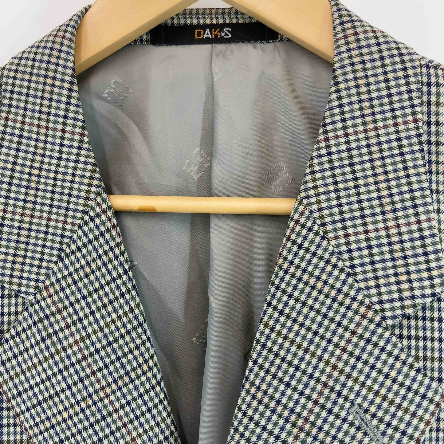 Daks ダックス メンズ テーラードジャケット 千鳥格子 グリーン系