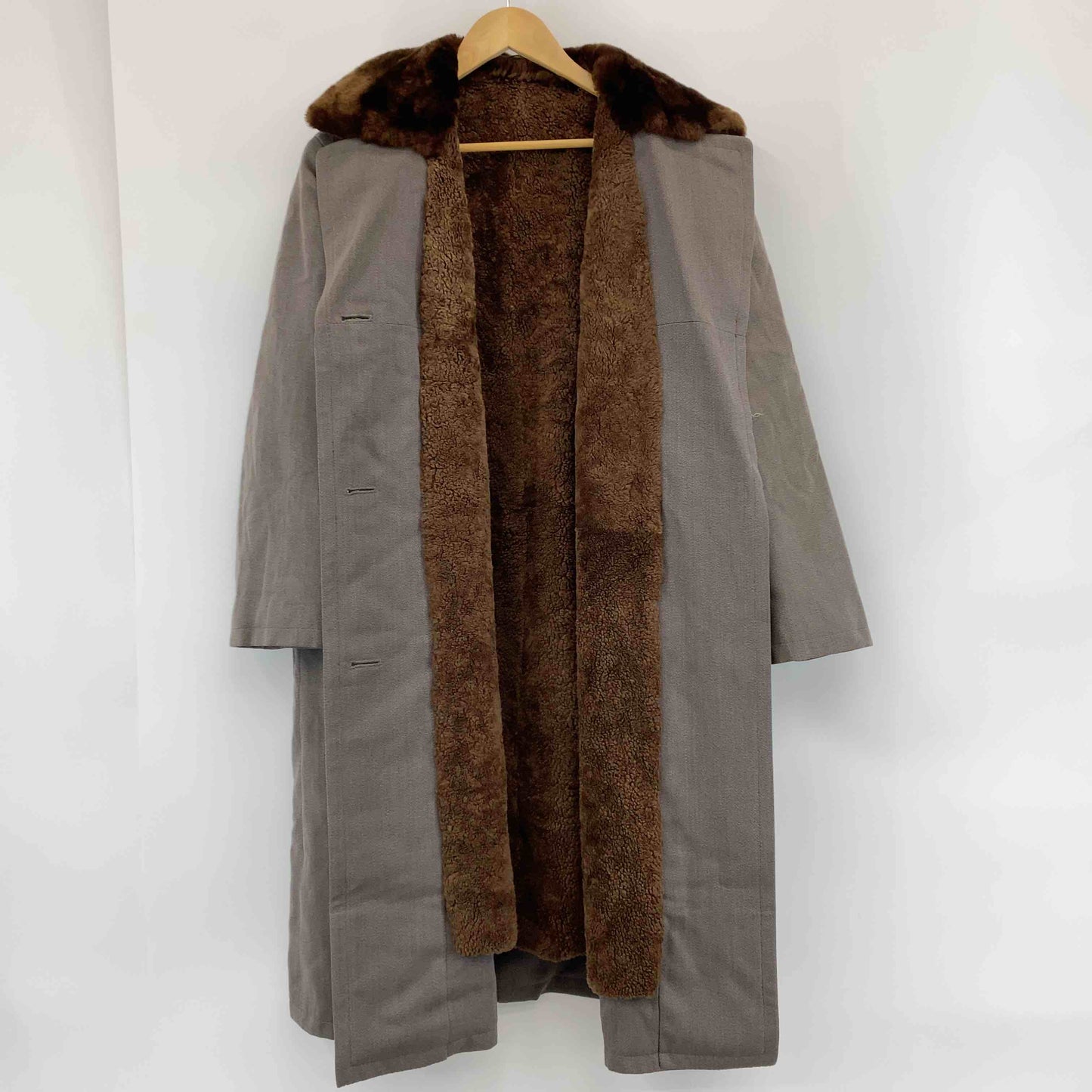 レディース チェスターコート ダブルブレスト 茶 ファー 裏ボア