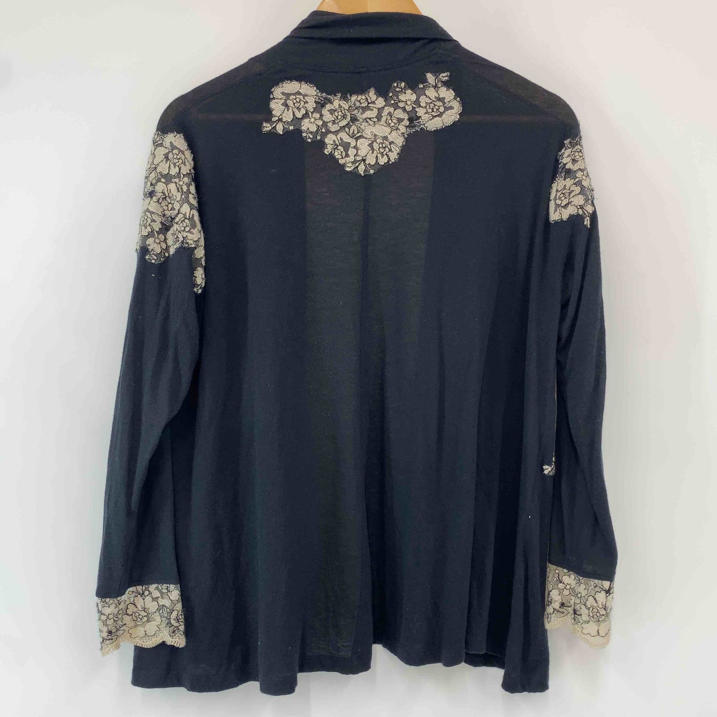 Rossa ロッサ レディース  花柄刺繍 ブラック カーディガン ロングカーディガン