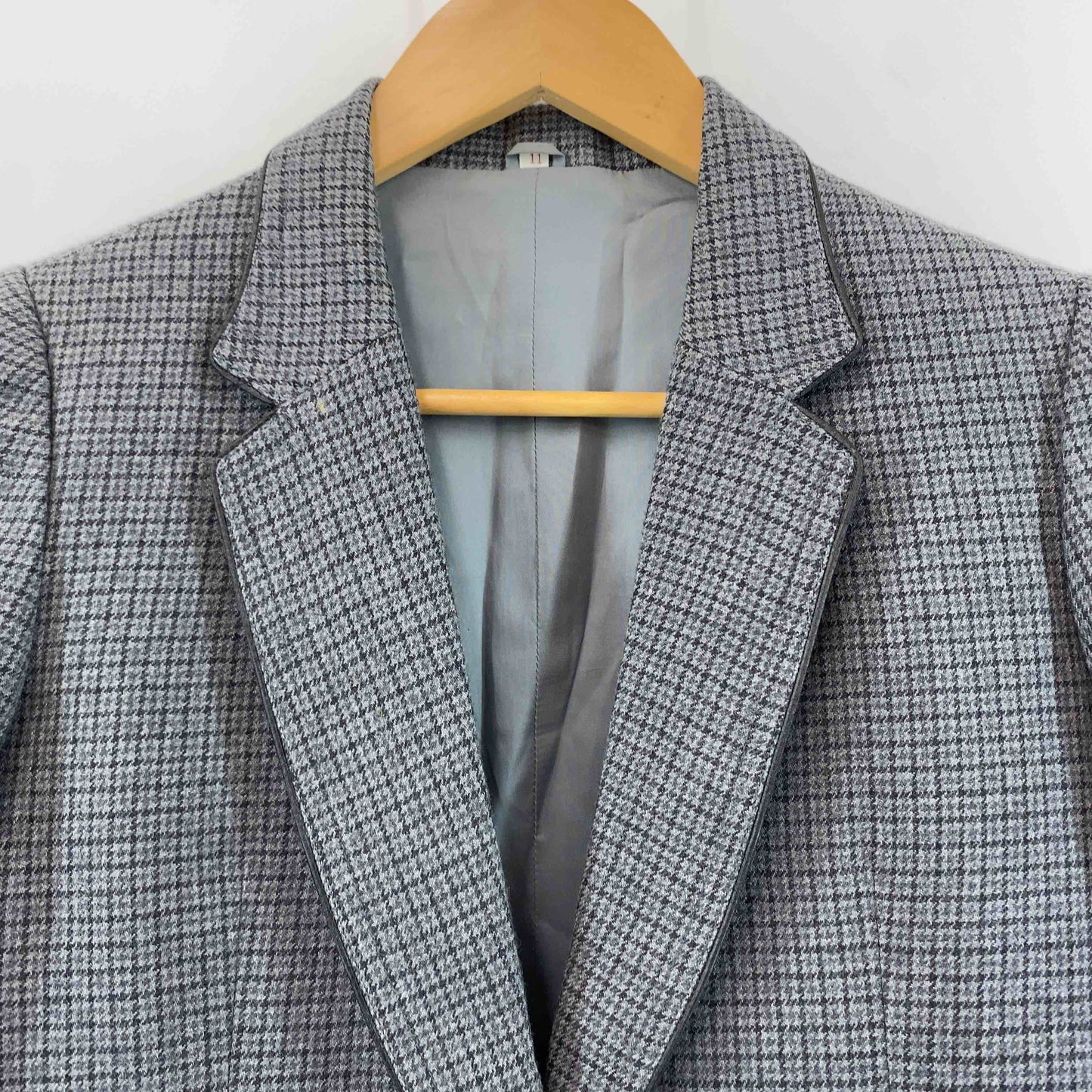 レディース テーラードジャケット チャコールグレー チェック柄 ウール 11号