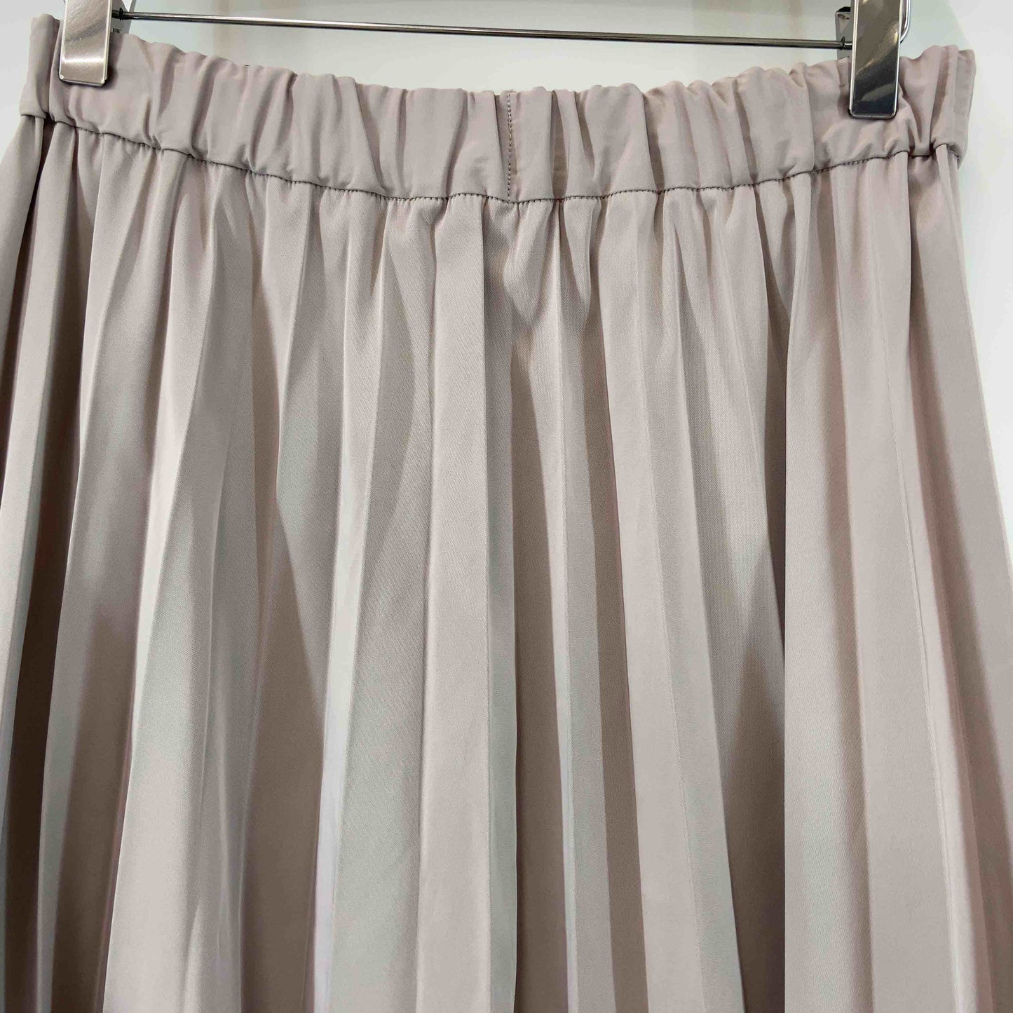 レディース ロングスカート プリーツ リバーシブル グリーン/ピンクベージュ ウエストゴム