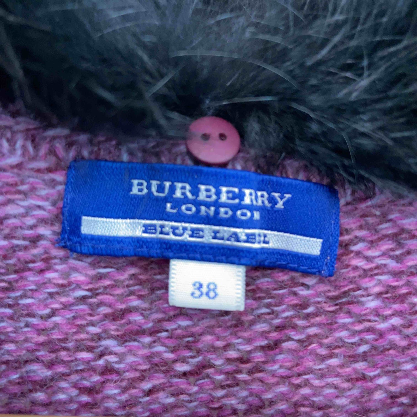 Burberrys Blue label バーバリーズブルーレーベル レディース ニットワンピース ウール混 ピンク 紫 サイズ38 ファー