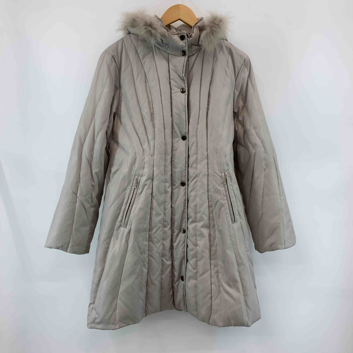 LoCorno レディース ダウンジャケット ライトグレー フード取り外し可