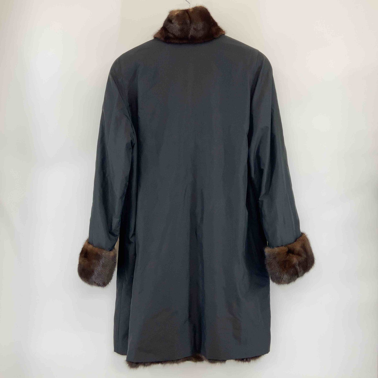 レディース 毛皮 ファーコート リバーシブル 茶色 黒 スタンドカラー