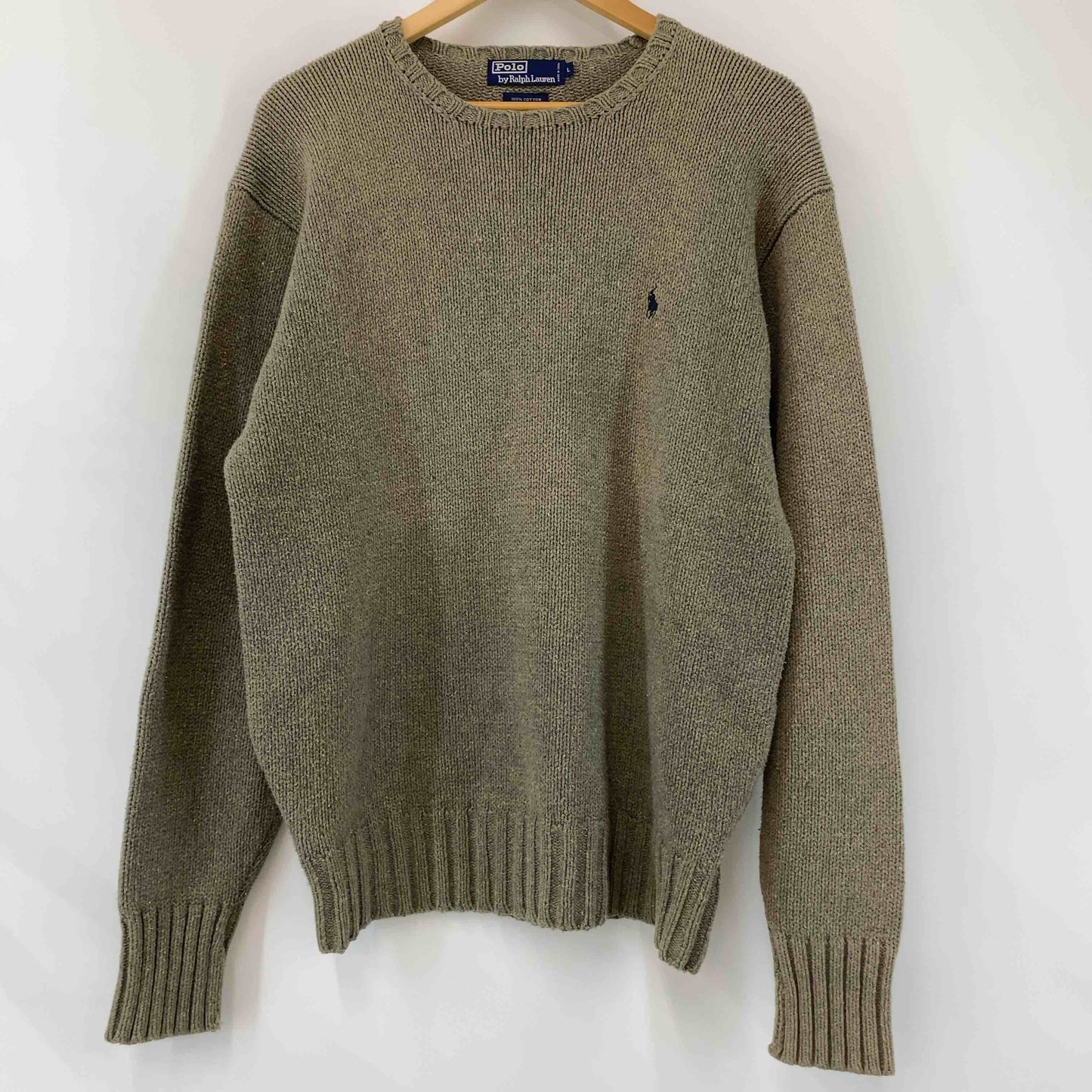 POLO RALPH LAUREN ポロラルフローレン　グレーグリーン　サイズŁ　丸首　 メンズ ニット/セーター