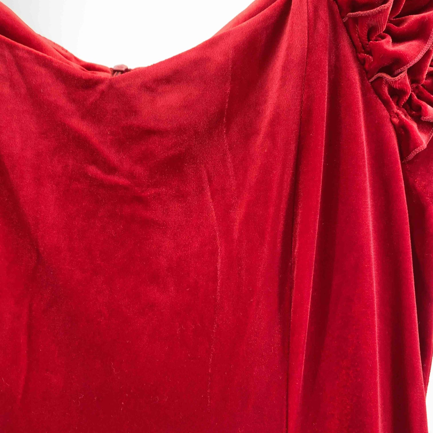 Aloha Emika アロハエミカ レディース ワンピース ベロア 赤 フリル フラダンス ハワイアン ドレス