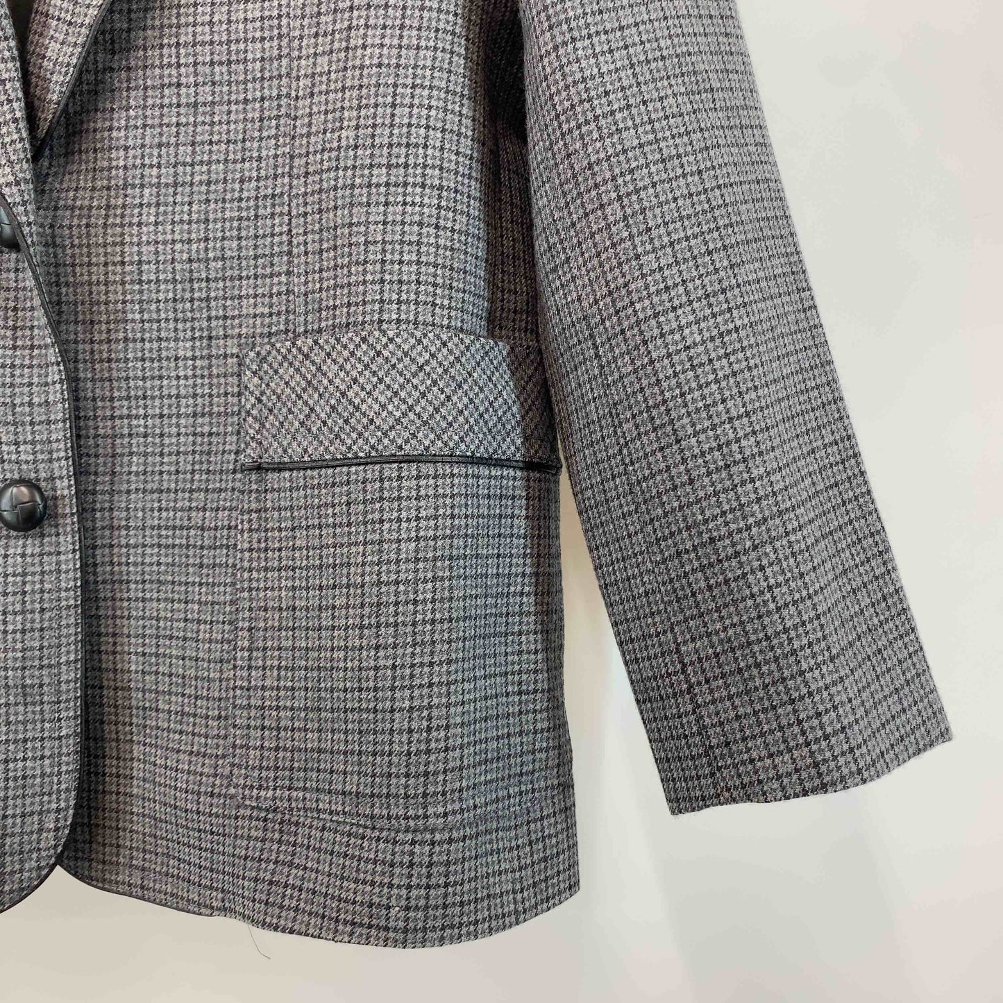 レディース テーラードジャケット チャコールグレー チェック柄 ウール 11号