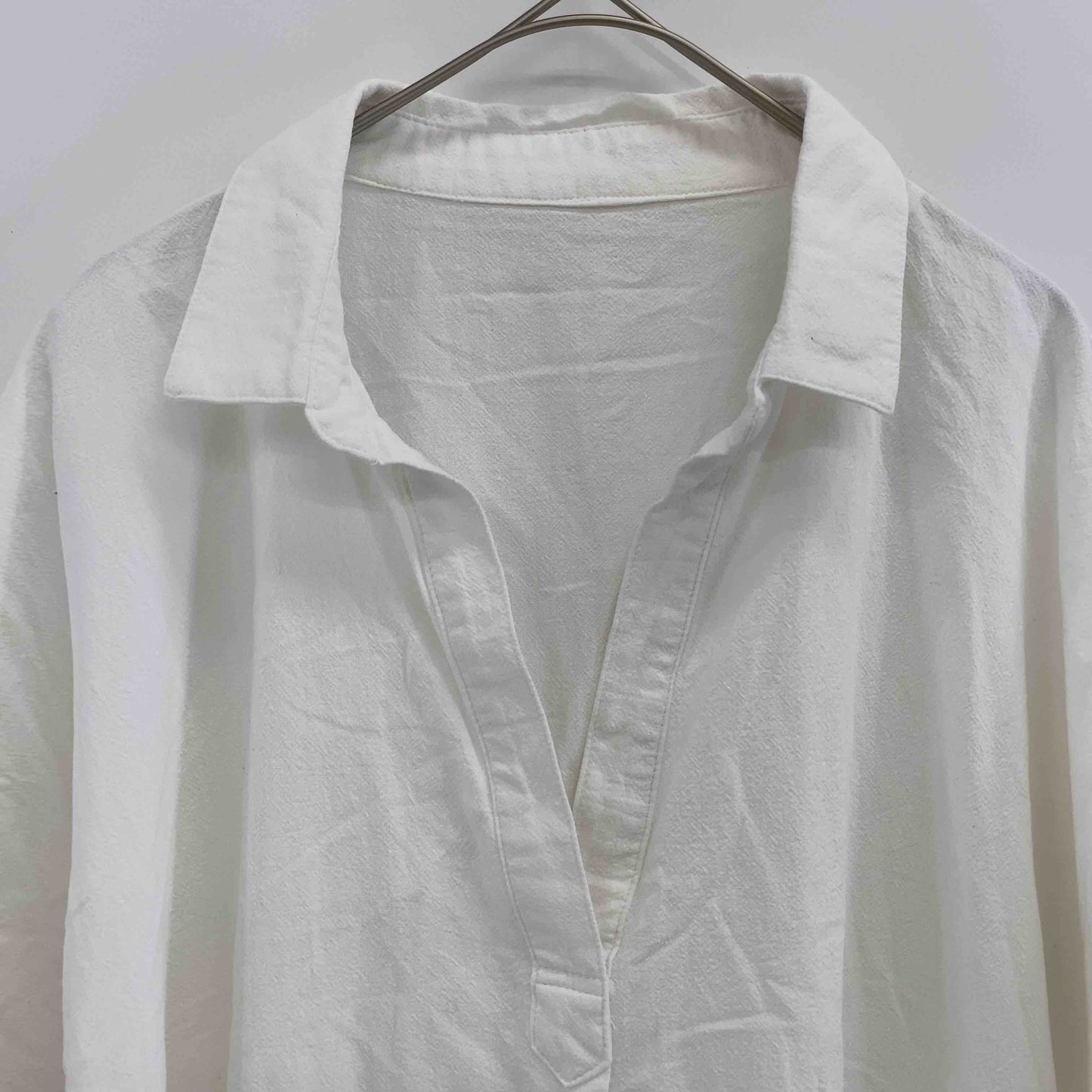 レディース シャツワンピース スキッパーカラー 白