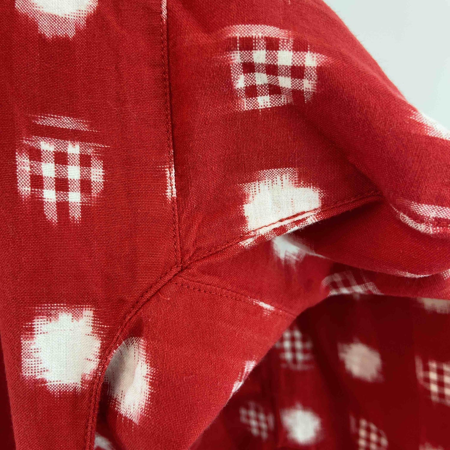 草野栄 レディース 長袖シャツ/ブラウス 絣(かすり)模様 赤