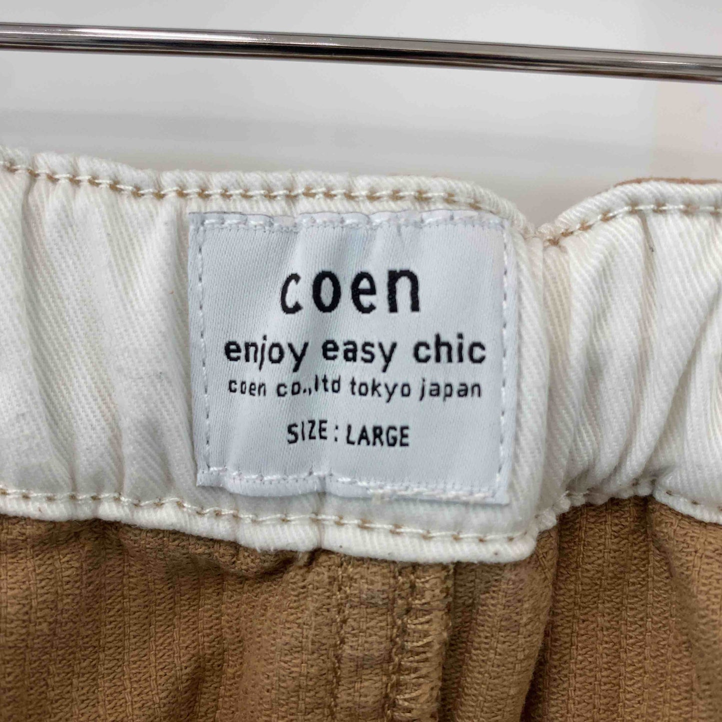 coen コーエン レディース ロングスカート　コーデュロイ　タック　ウエストゴム　ブラウン