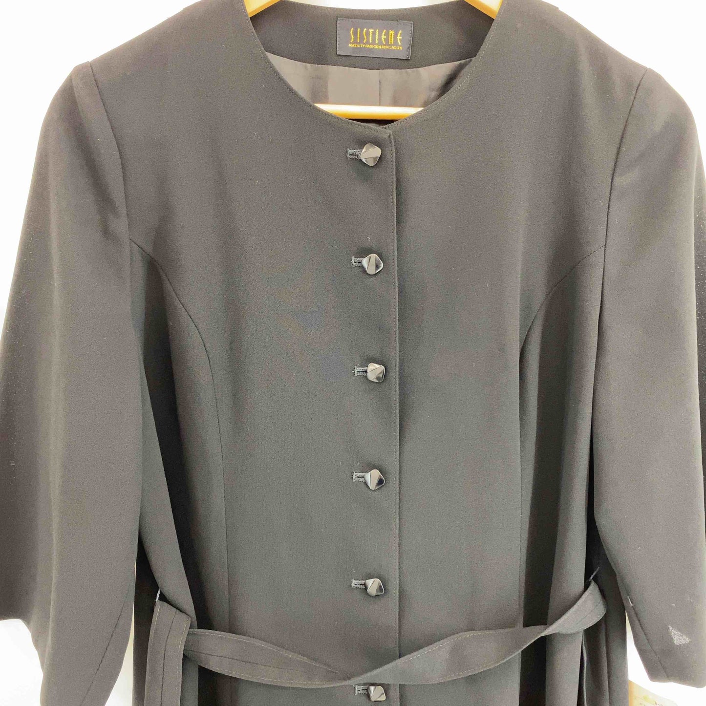 SISTIENE ブラックフォーマル　裏地付き　大きいサイズ　サイズ15/LL  日本製　法事　墓参り　ミセス　婦人　 レディース 半袖ワンピース