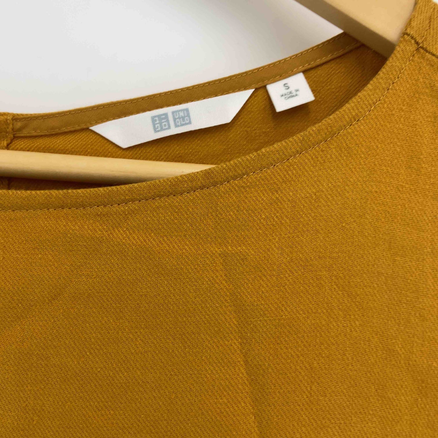 UNIQLO ユニクロ レディース ノースリーブワンピース マスタードイエロー 麻混