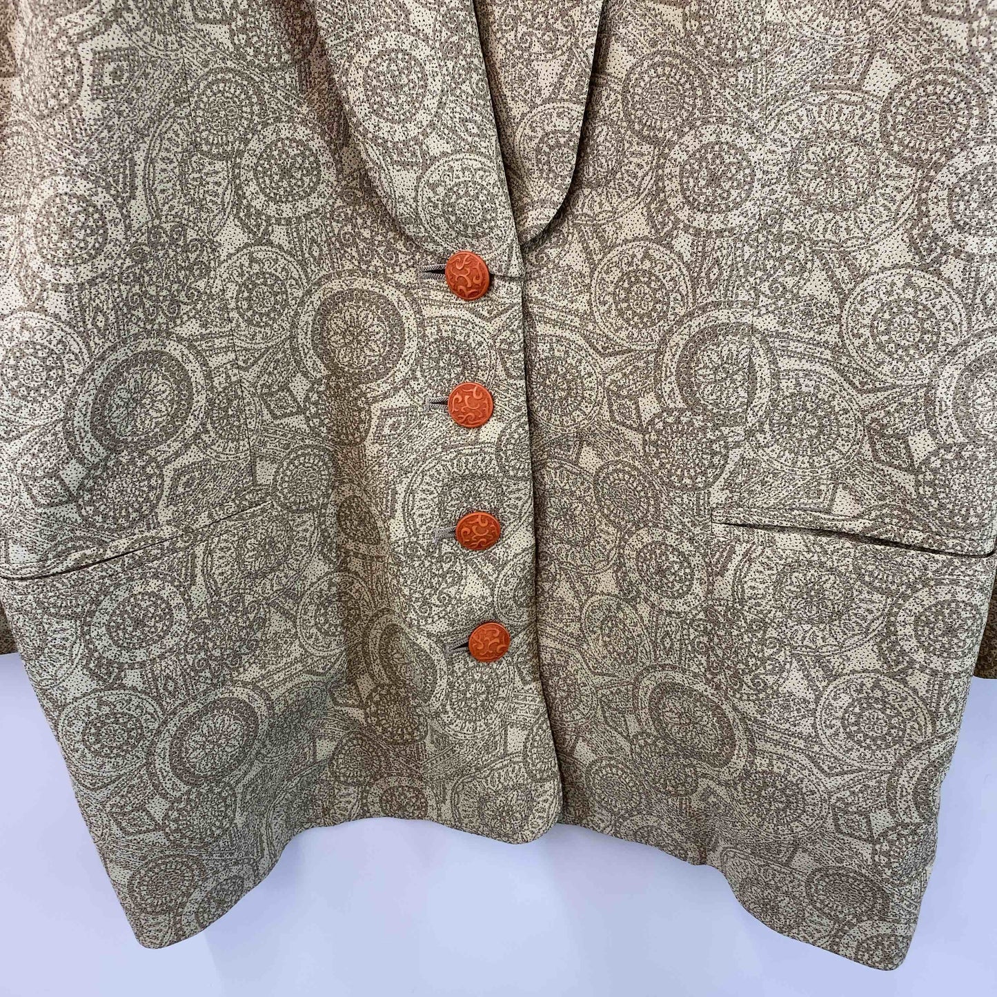 伊太利屋  レディース テーラードジャケット 総柄 イエロー系