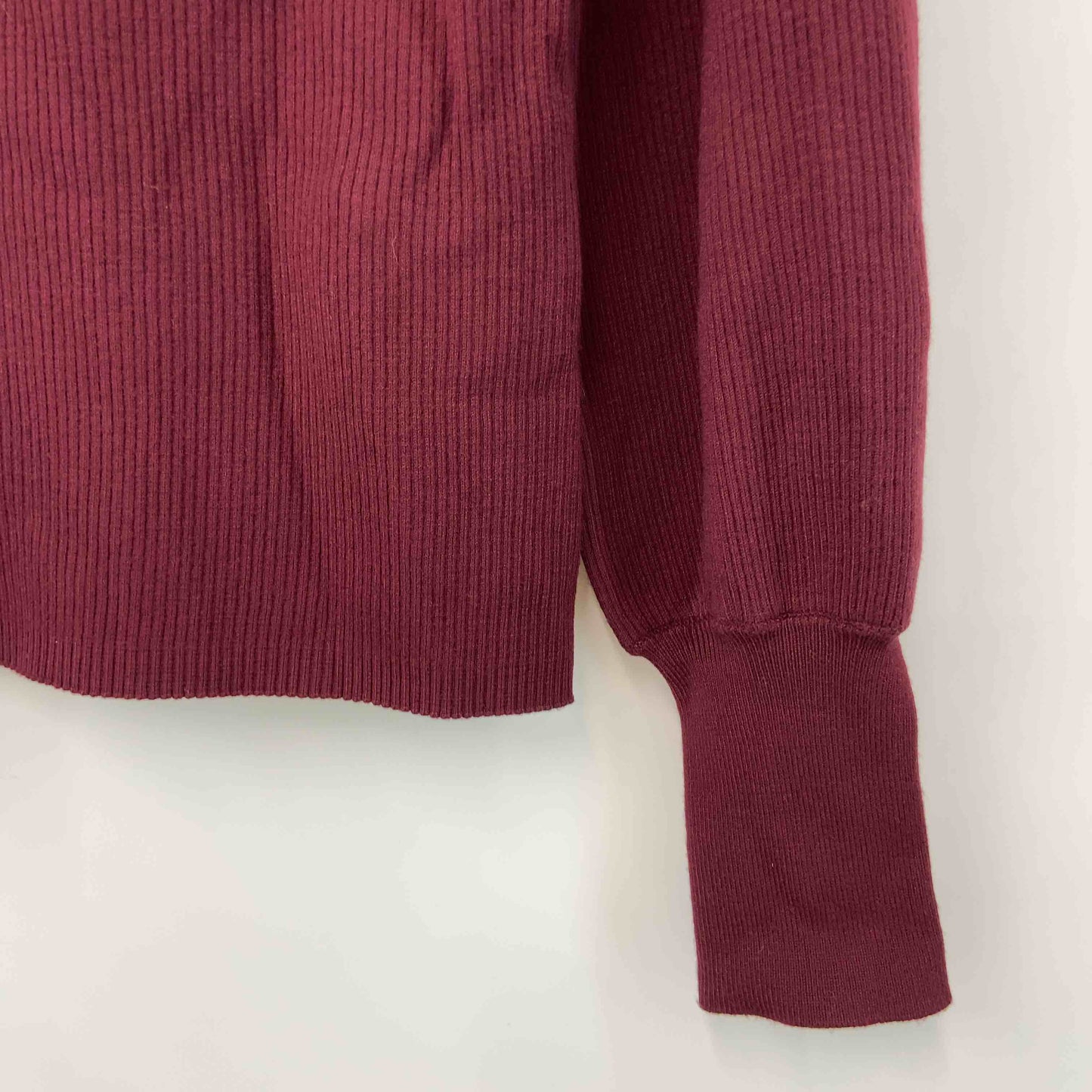 PROPORTION BODY DRESSING プロポーションボディドレッシング レディース リブ ニット 長袖 ボルドー パール ボリューム袖