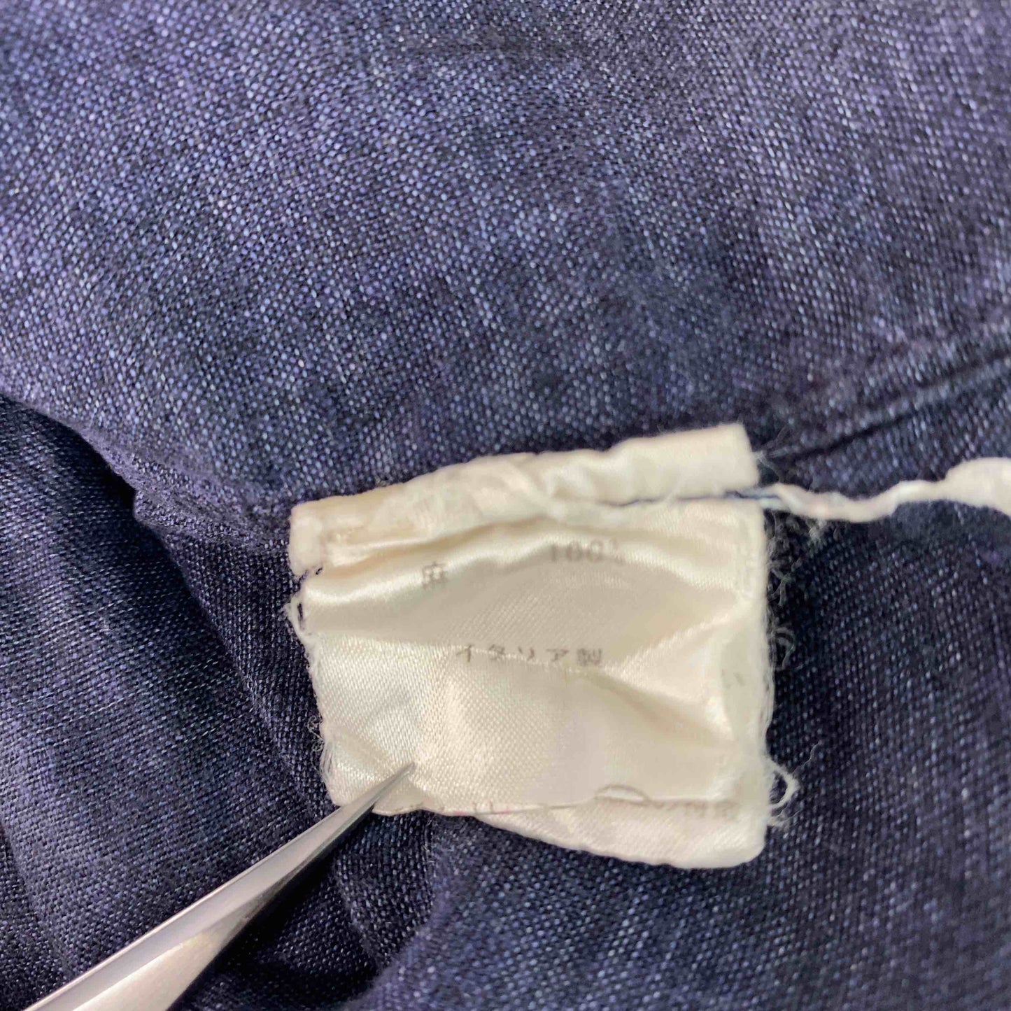 Finamore フィナモレ　インディゴ　ネイビー　紺　 メンズ 長袖シャツ　イタリア製　麻　リネン100％