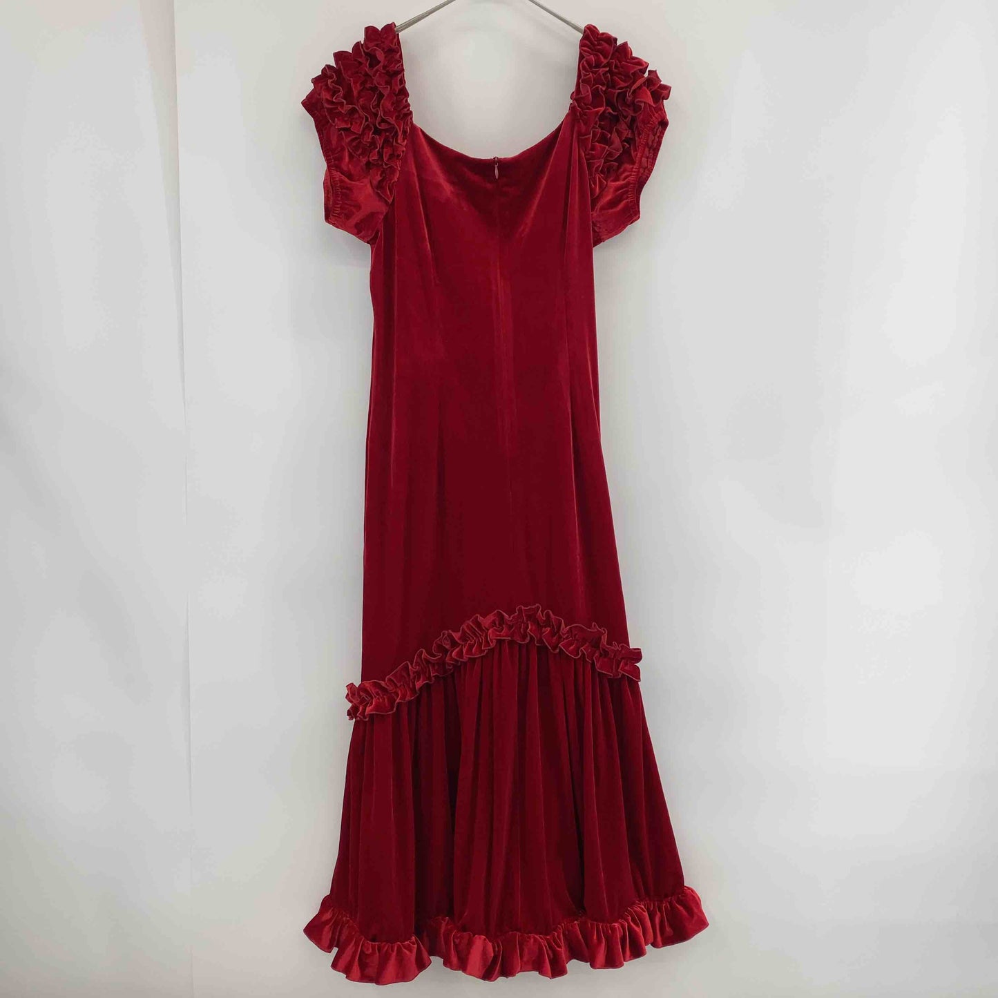 Aloha Emika アロハエミカ レディース ワンピース ベロア 赤 フリル フラダンス ハワイアン ドレス