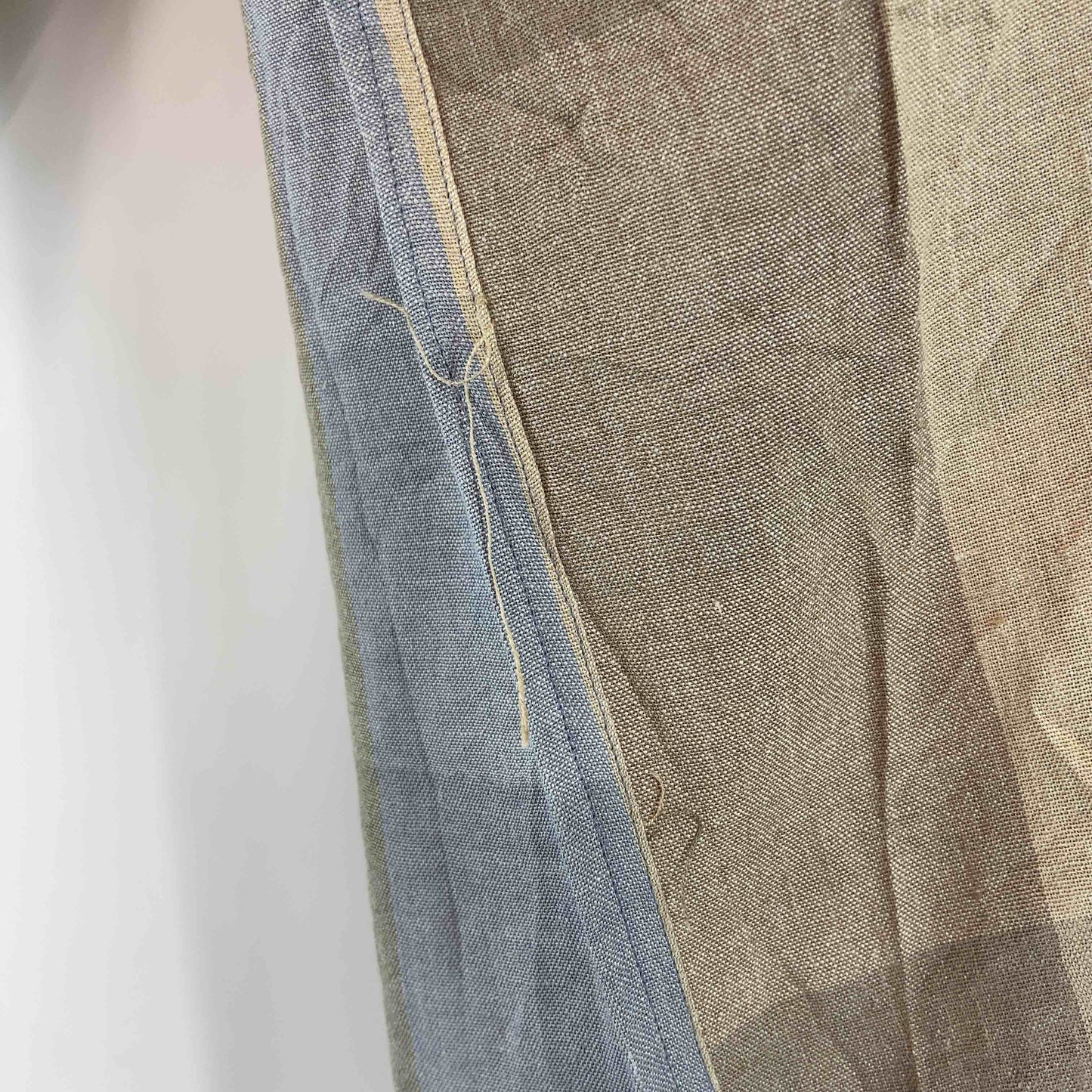 GOOUCH グーチ メンズ 半袖シャツ　シルク・リネン混　チェック　ボタンダウン　ブルー