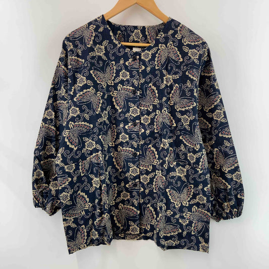 レディース 長袖シャツ/ブラウス 総柄 ネイビー