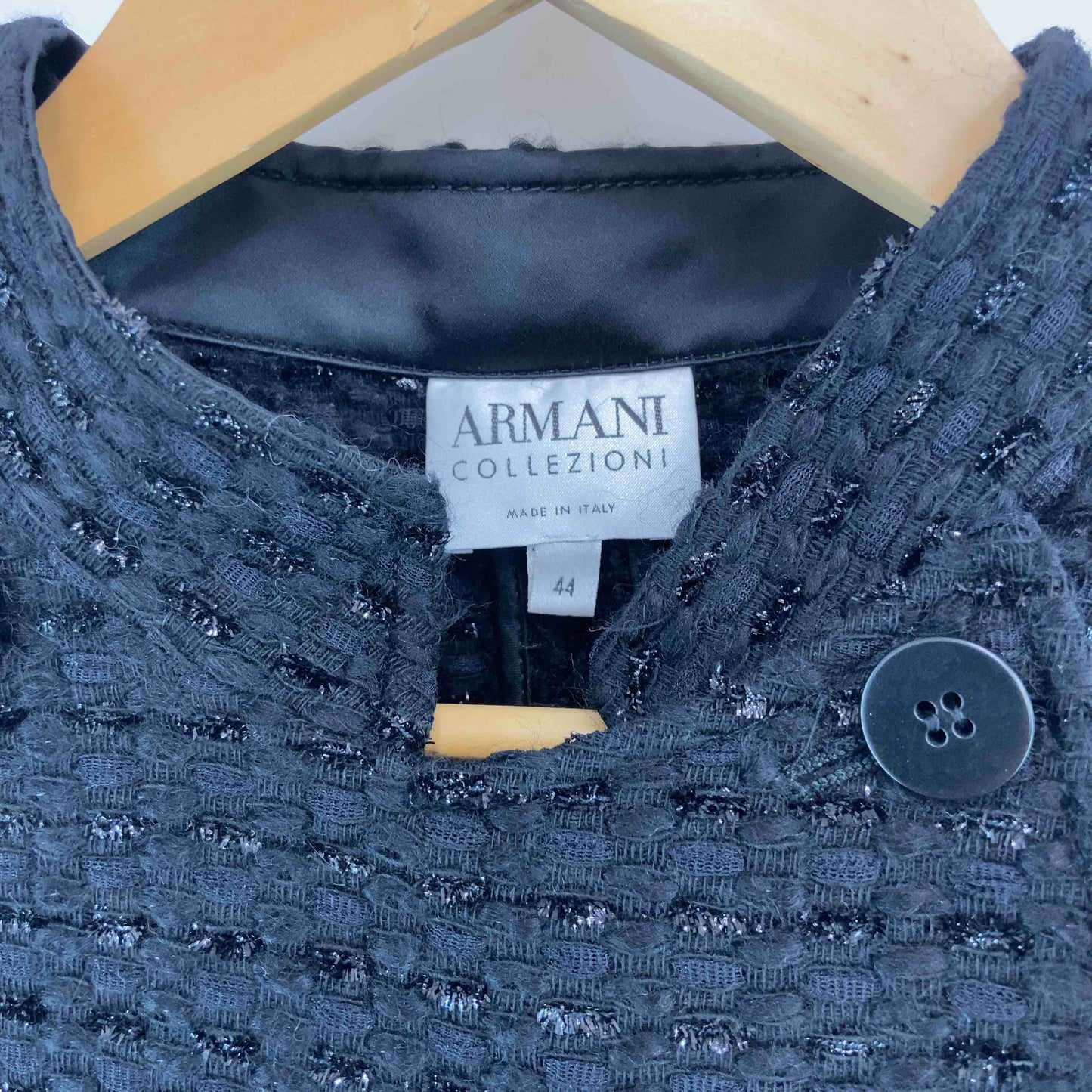 ARMANI COLLEZIONI アルマーニコレッツィオーニ レディース ダブルブレスト スタンドカラージャケット 黒 ウール