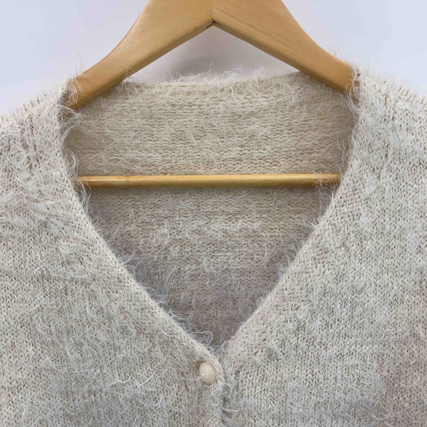 レディース ファーカーディガン Vカーデ ライトベージュ