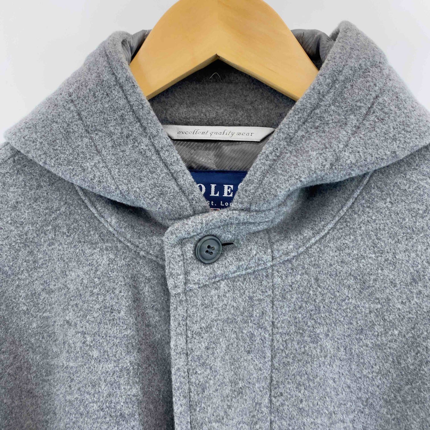 COLES メンズ ロングコート フード付き ウール混 グレー