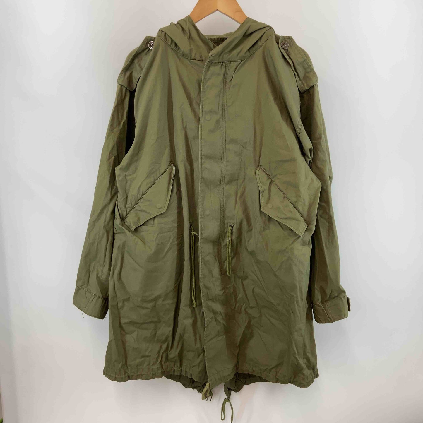 ヴィンテージ メンズ ミリタリージャケット フード フルジップ モッズジャケット カーキ