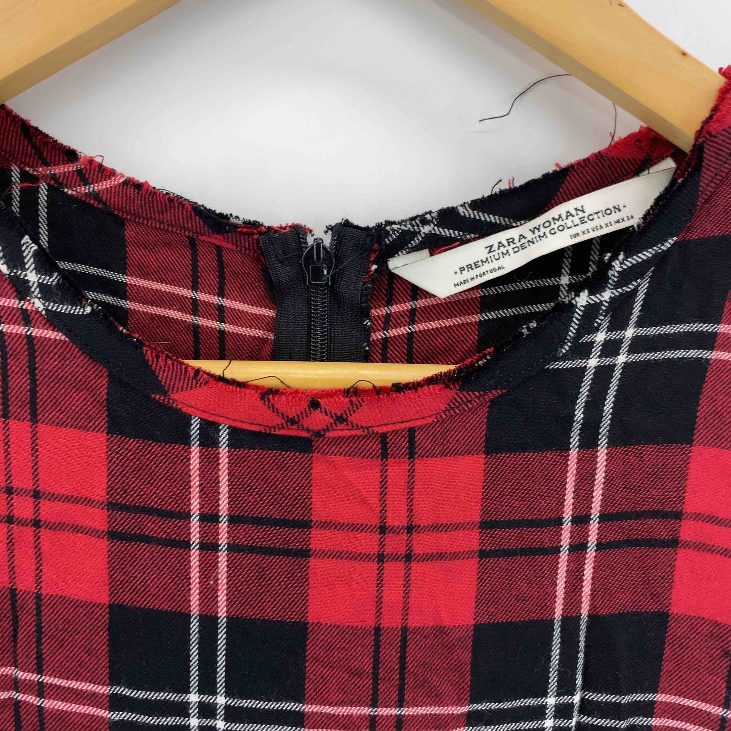ZARA ザラ レディース 半袖ワンピース　ロング丈　タータンチェック　赤