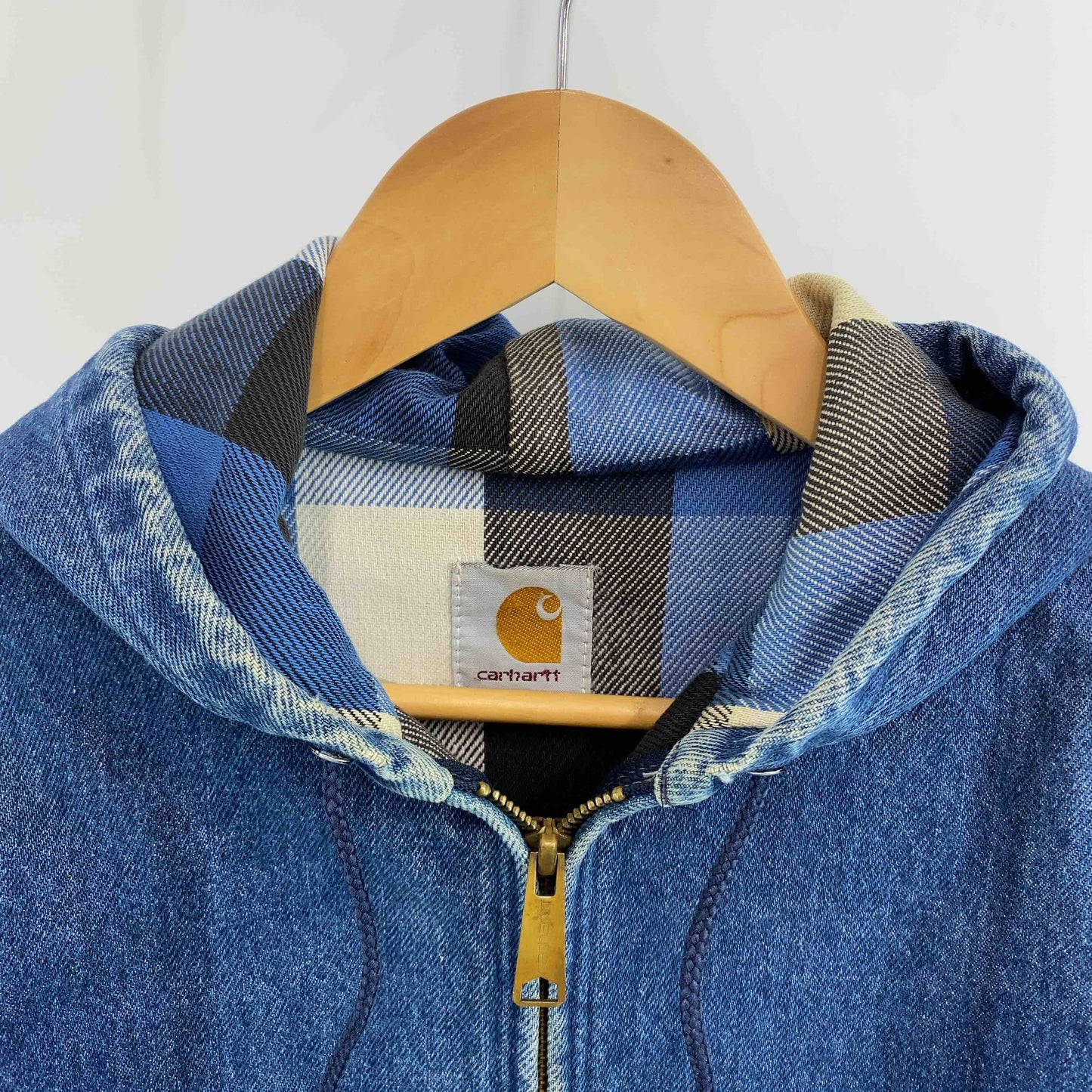 Carhartt カーハート メンズ Gジャン/デニムジャケット ブルー フード 裏地チェック