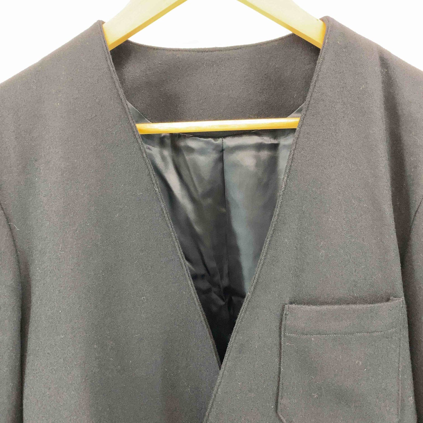 undecorated MAN アンデコレイテッドマン メンズ ノーカラージャケット ウール ブラック パッチポケット センターベント