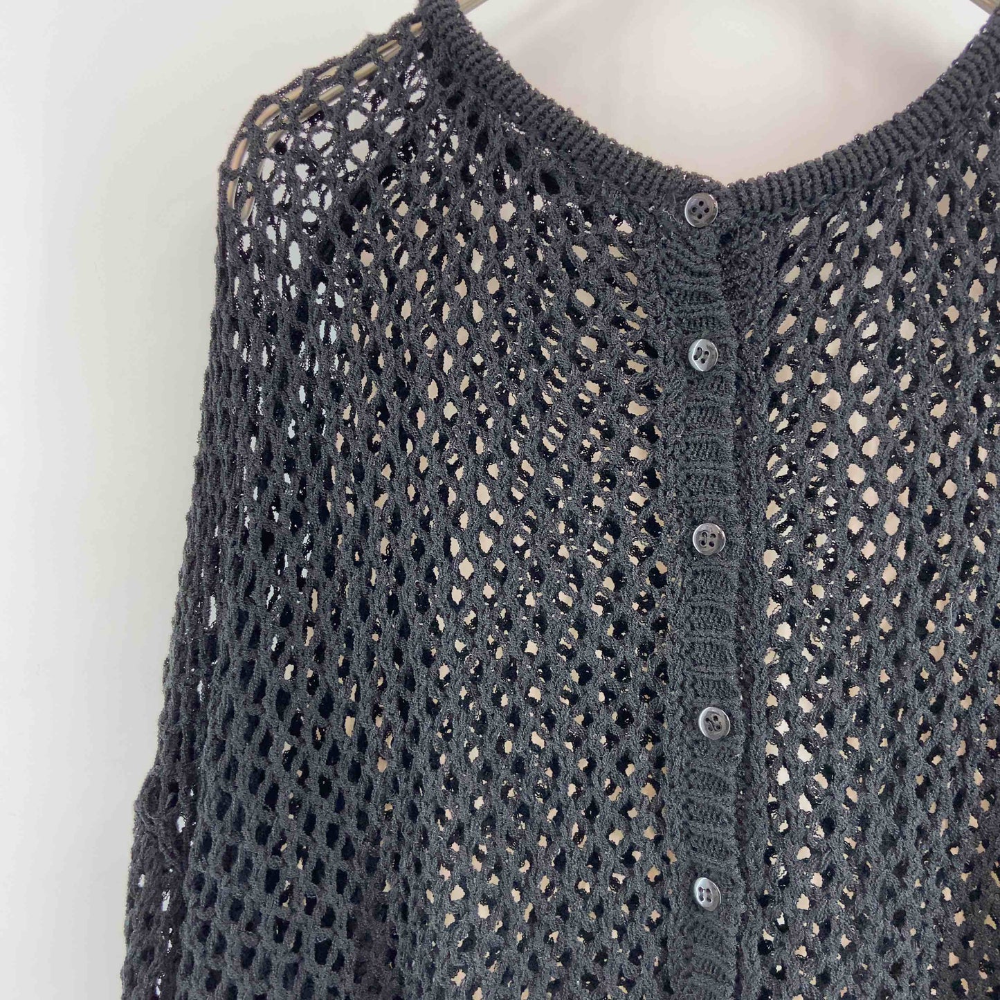 レディース カーディガン メッシュニット ブラック