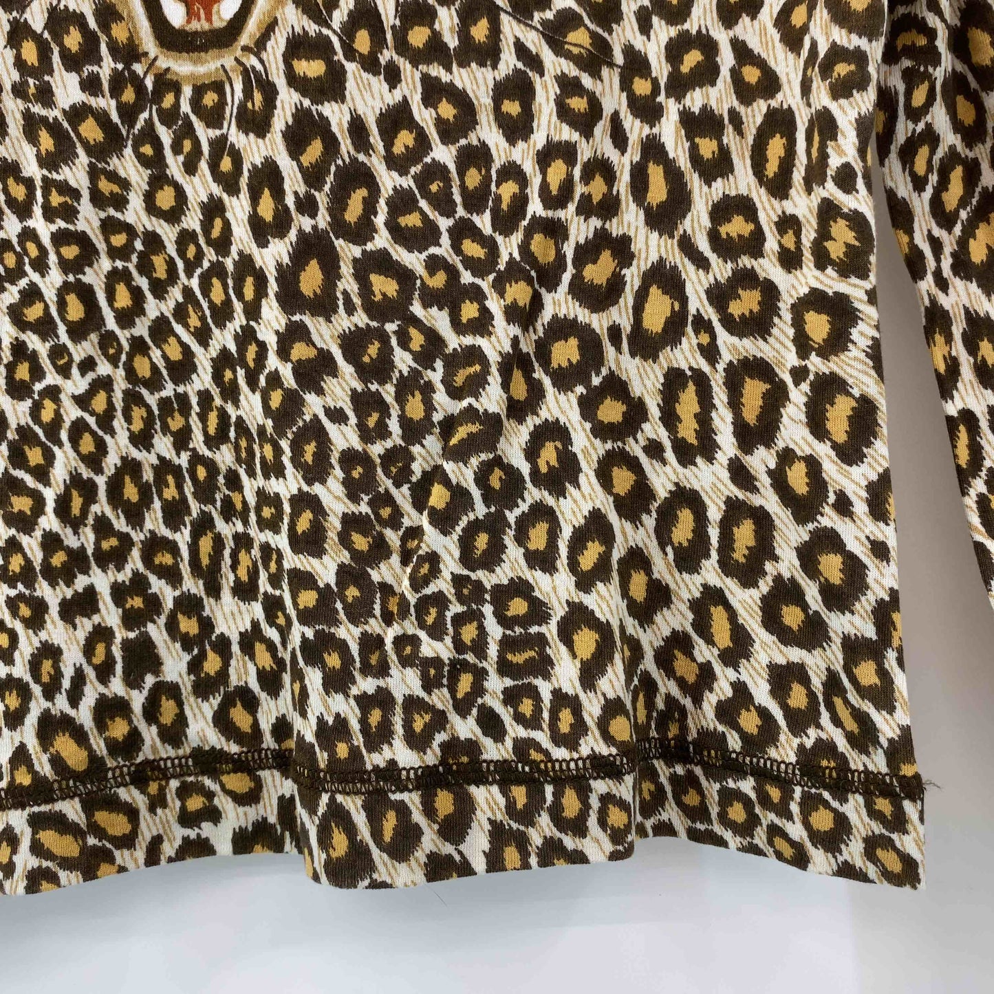伊太利屋 イタリヤ レディース Tシャツ　長袖カットソー　ヒョウ柄　アニマル柄　装飾　ブラウン