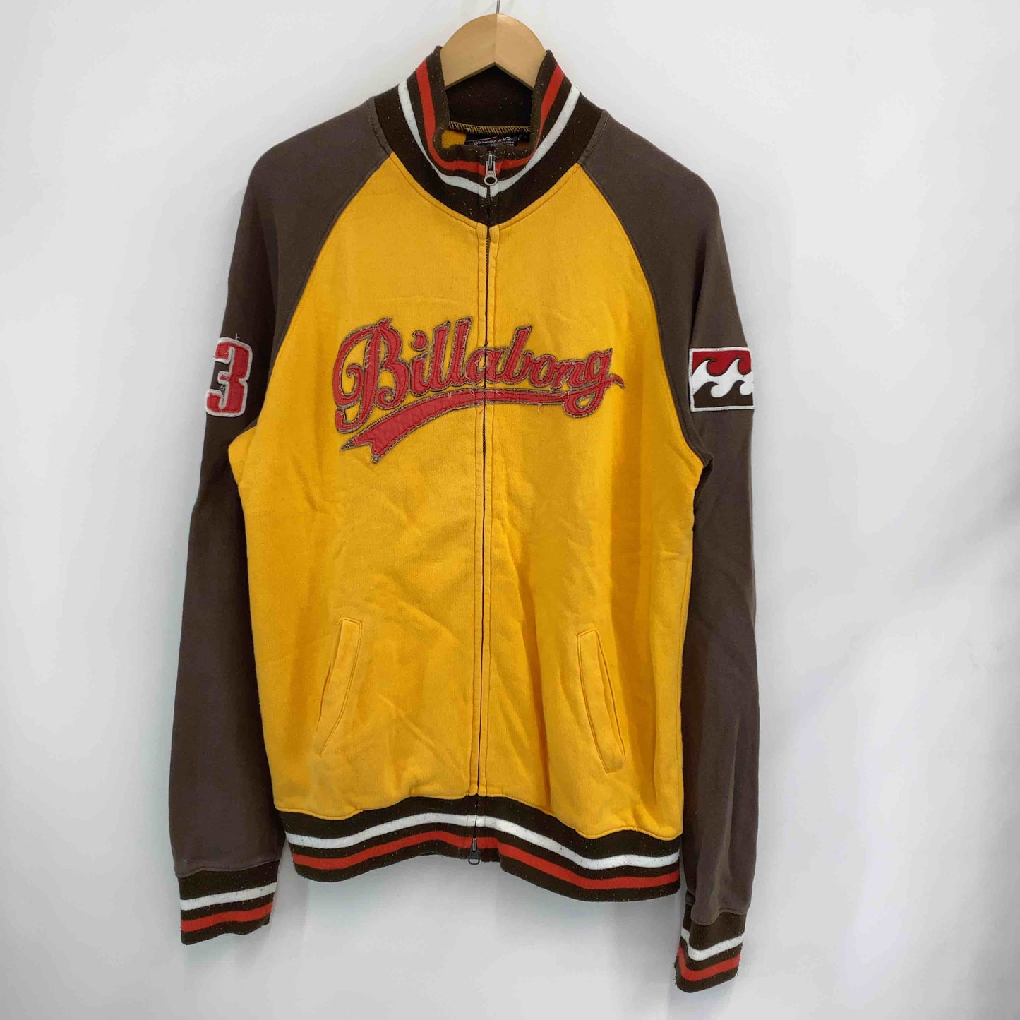 Billabong ビラボン メンズ スウェットハイネック フルジッパ バイカラー イエローオレンジ×ブラウン