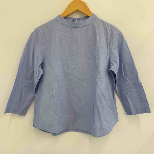 無印良品 ムジルシリョウヒン レディース 長袖ブラウス 七分丈 ブルー シャンブレー ノーカラー