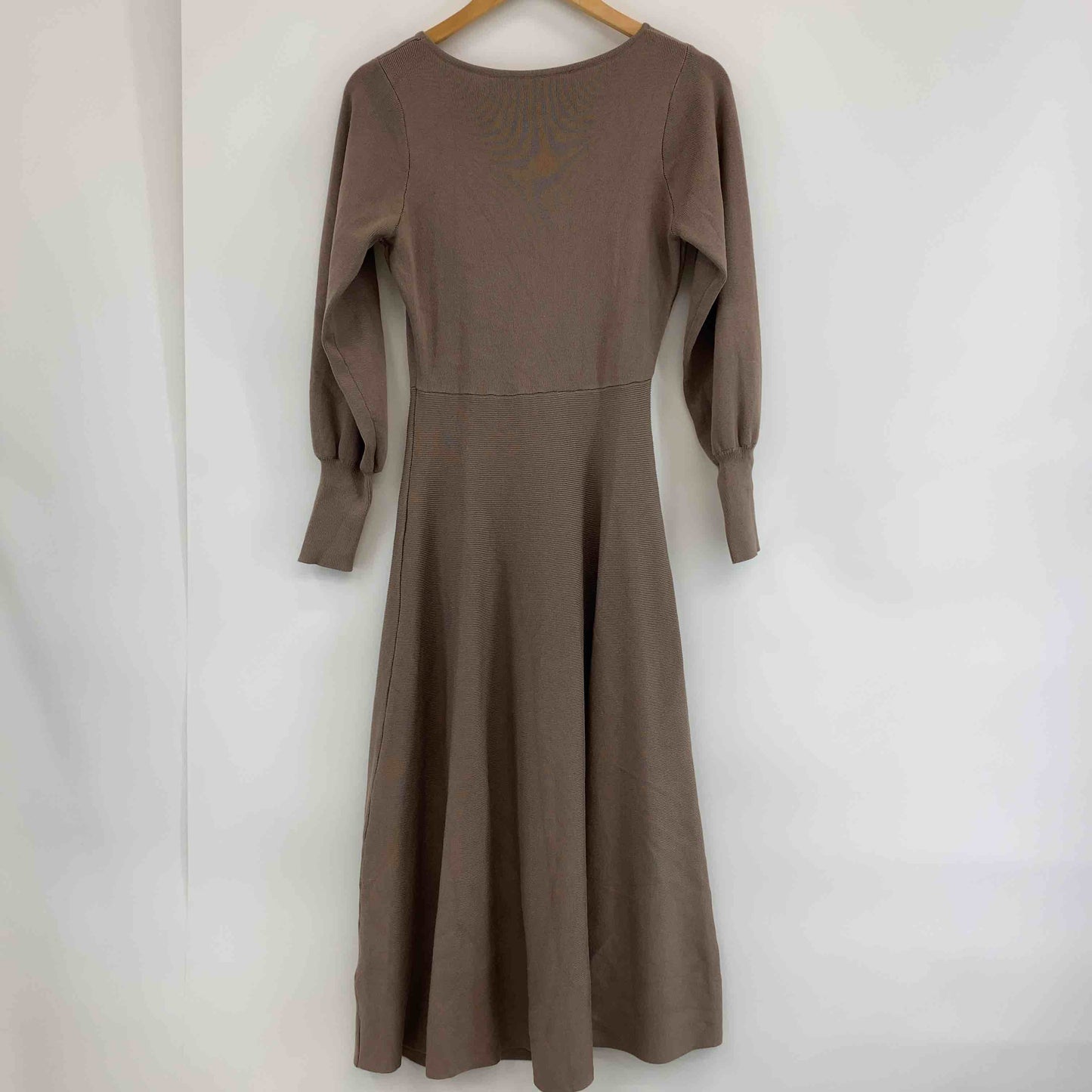 神戸レタス  レディース 長袖ワンピース ロング丈 ニット ブラウン